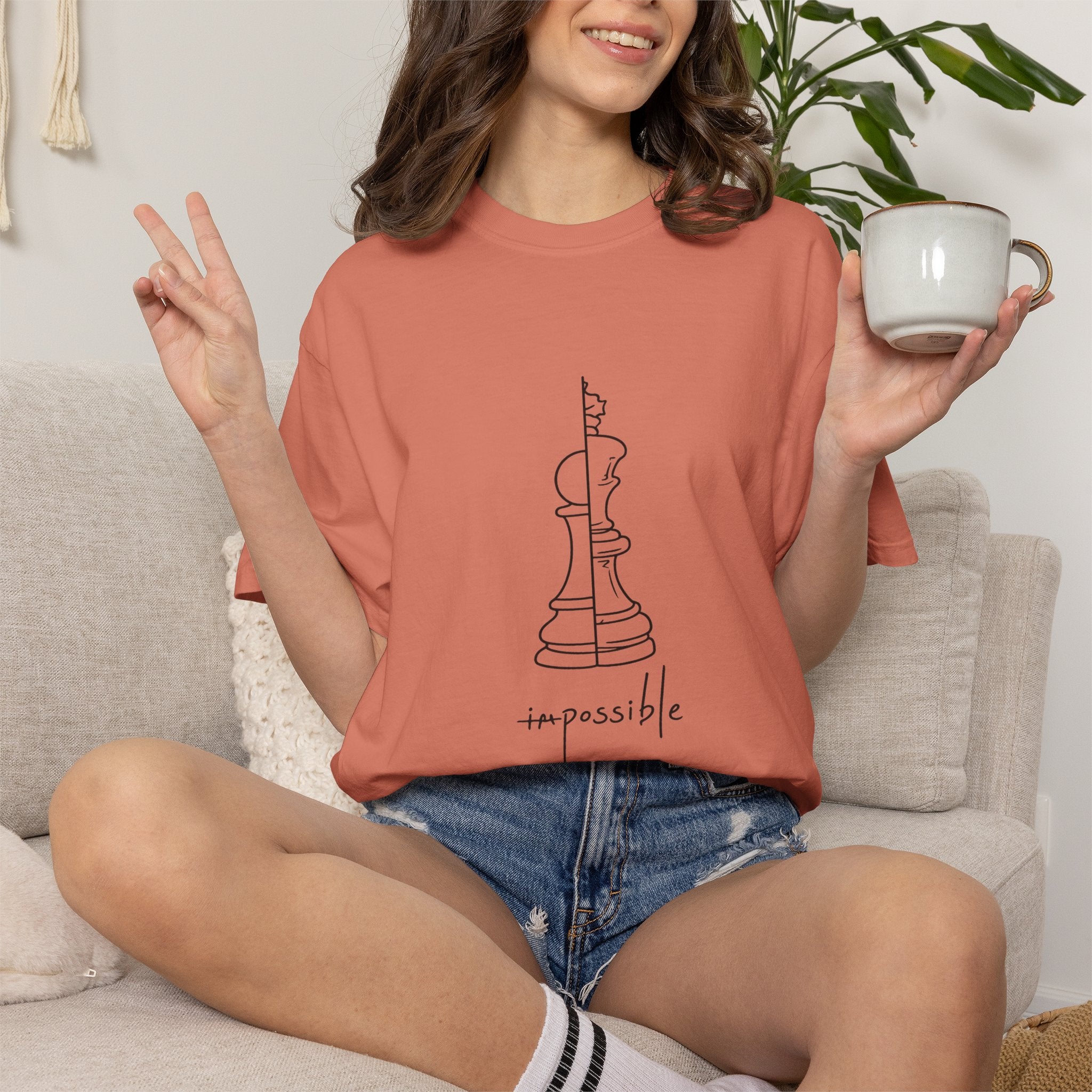 Chess Pawn to King T-Shirt — "Impassible" Minimalist Line Art Tee