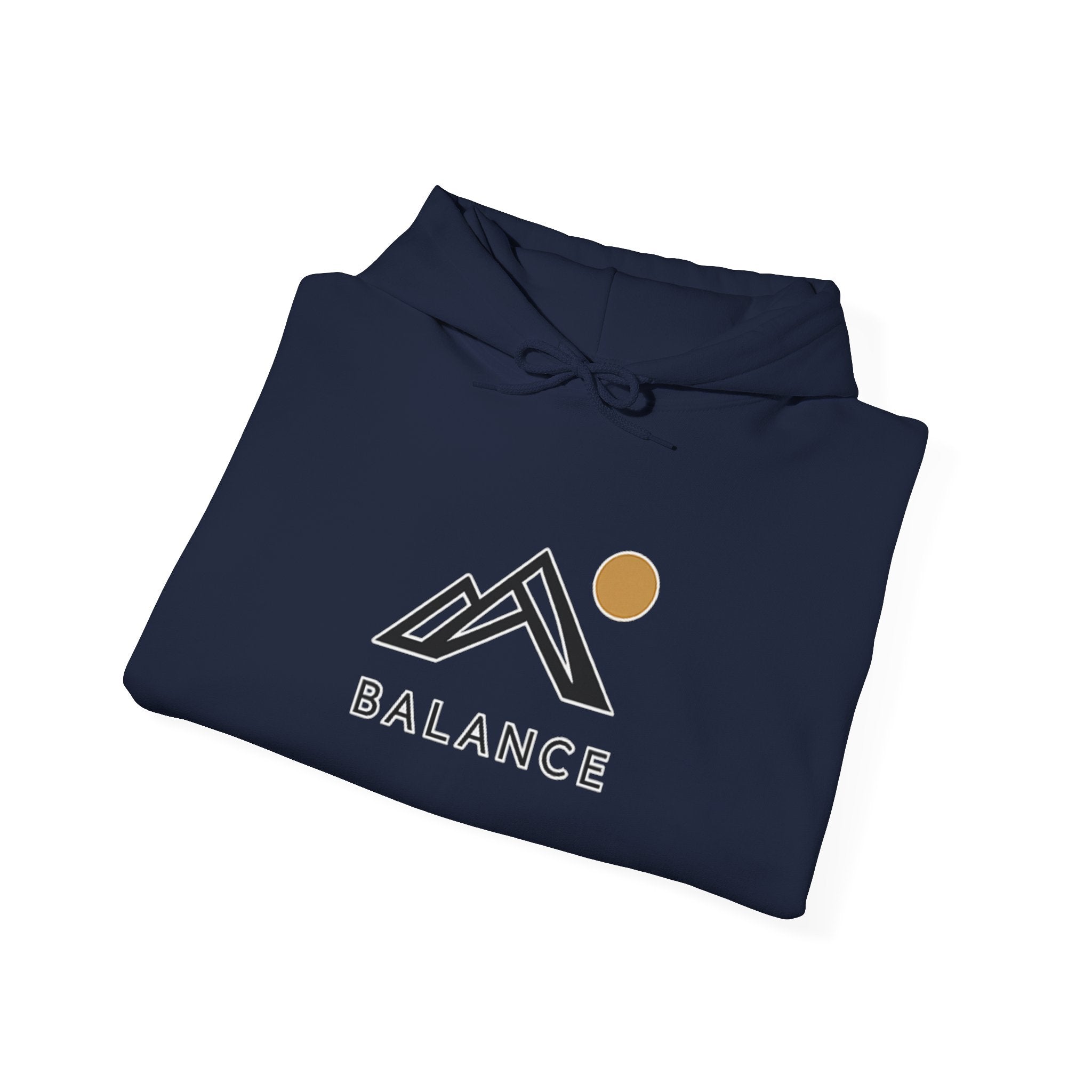 Balance Mountain Hoodie — Minimalist Sunrise Graphic Hooded Sweatshirt
