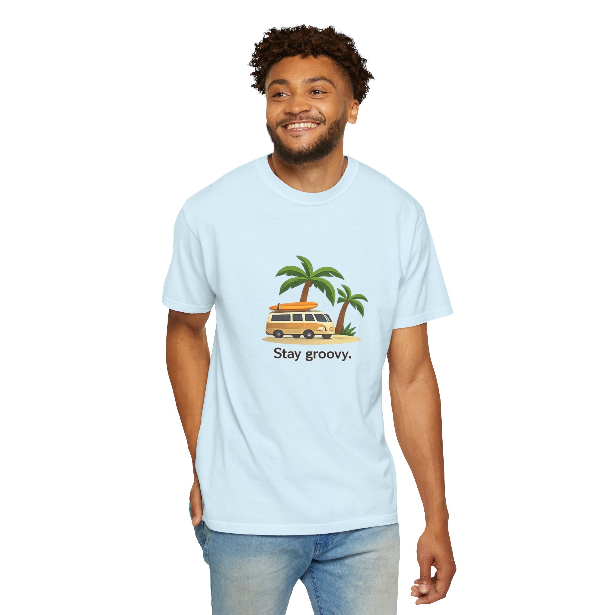 Vintage Surf Van T-Shirt – "Stay Groovy" Retro Beach Tee
