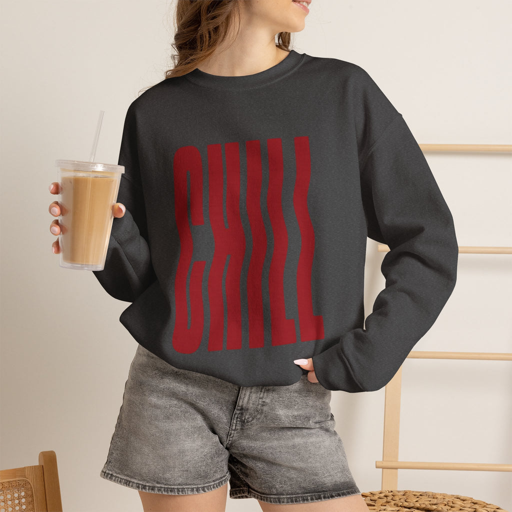 Chill Distorted Text Crewneck Sweatshirt