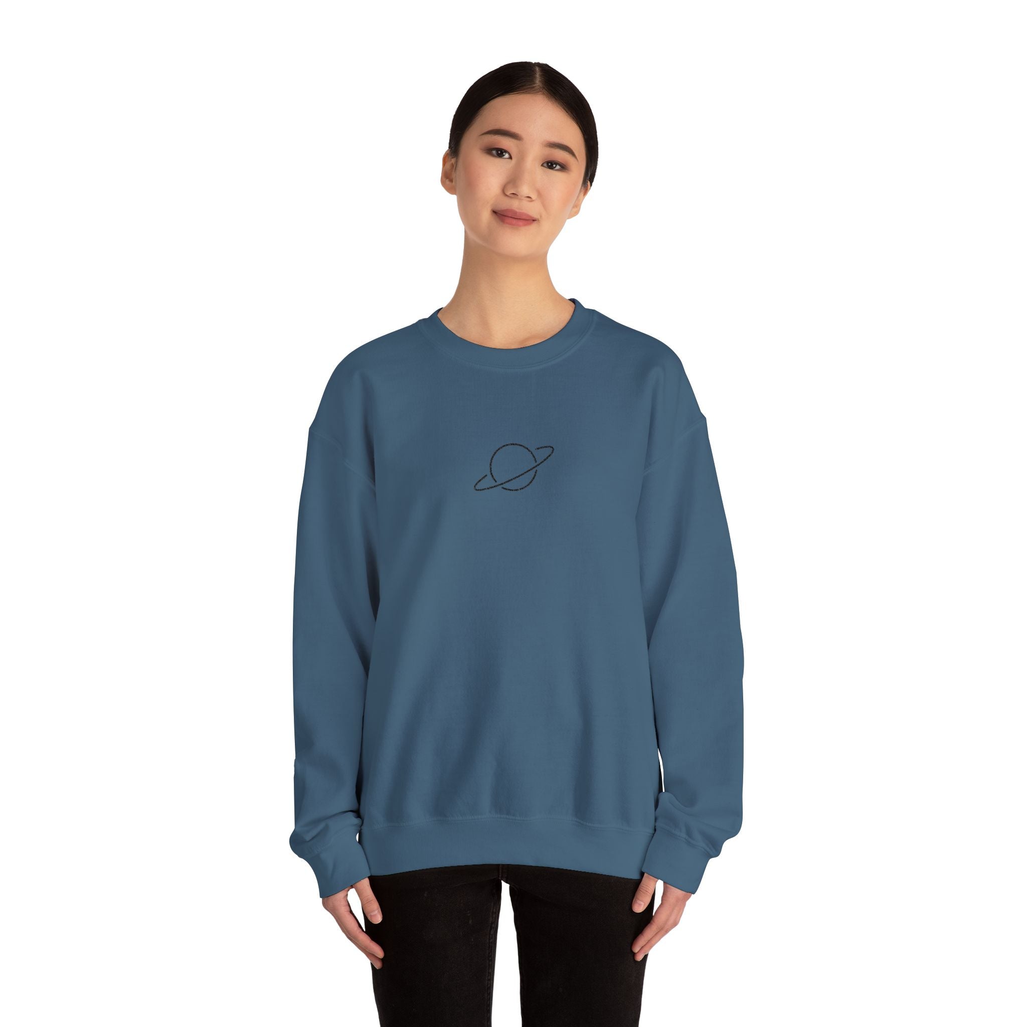Minimal Planet Crewneck Sweatshirt Embroidered