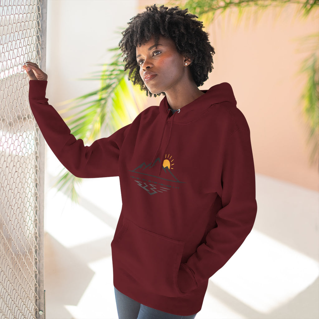 Mountain Sunrise Hoodie — Minimal Outdoor Graphic Pullover