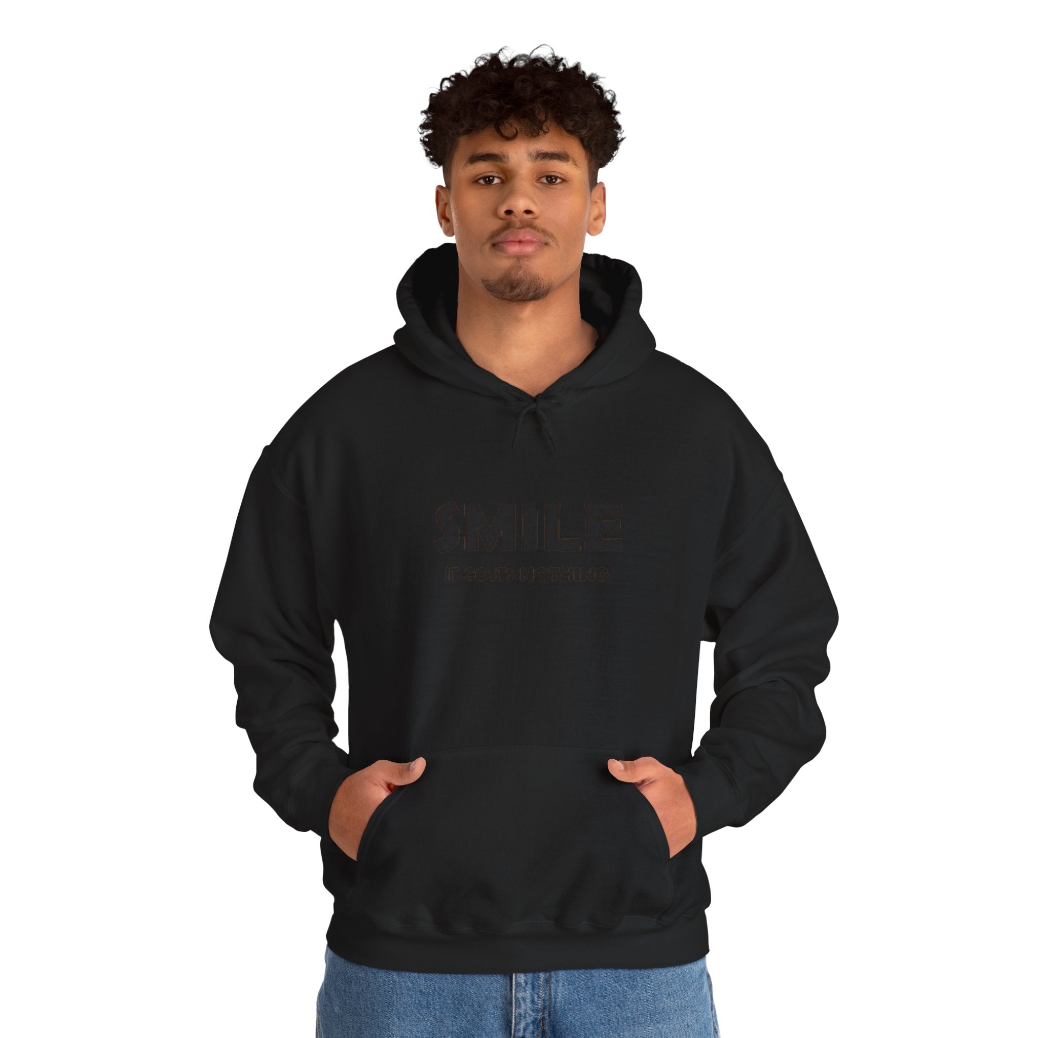 Smile It Costs Nothing Hoodie — Minimalist Positive Message Hooded Sweatshirt