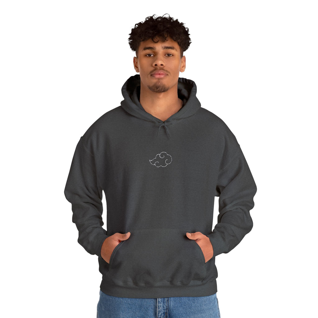 Minimal Cloud Outline Hoodie — Small White Cloud Graphic Embroidered