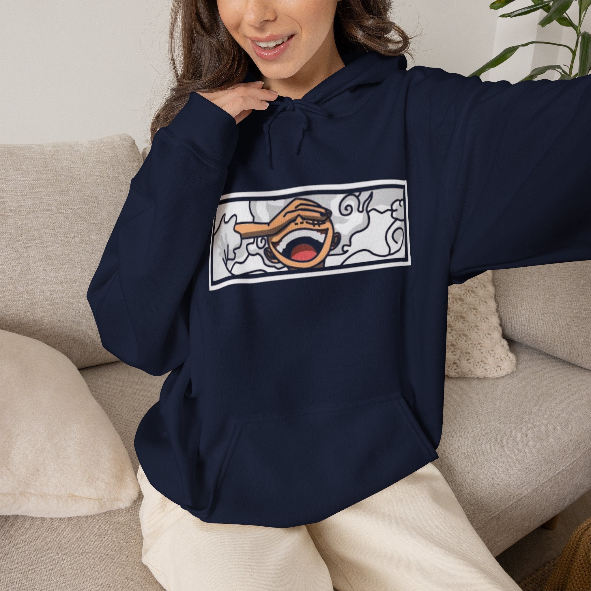 Laughing Mouth Graphic Hoodie — Anime Smile Streetwear Hoodie