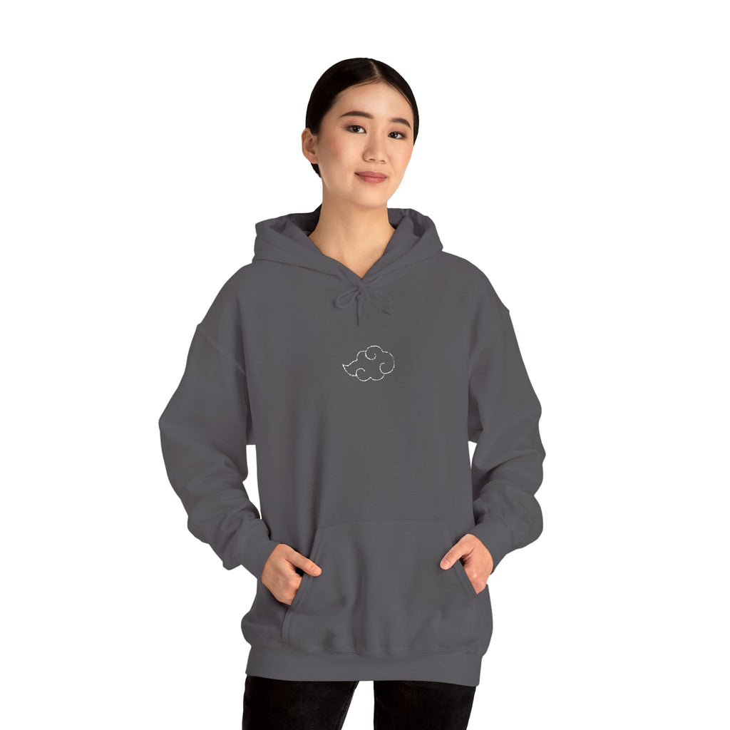 Minimal Cloud Outline Hoodie — Small White Cloud Graphic Embroidered