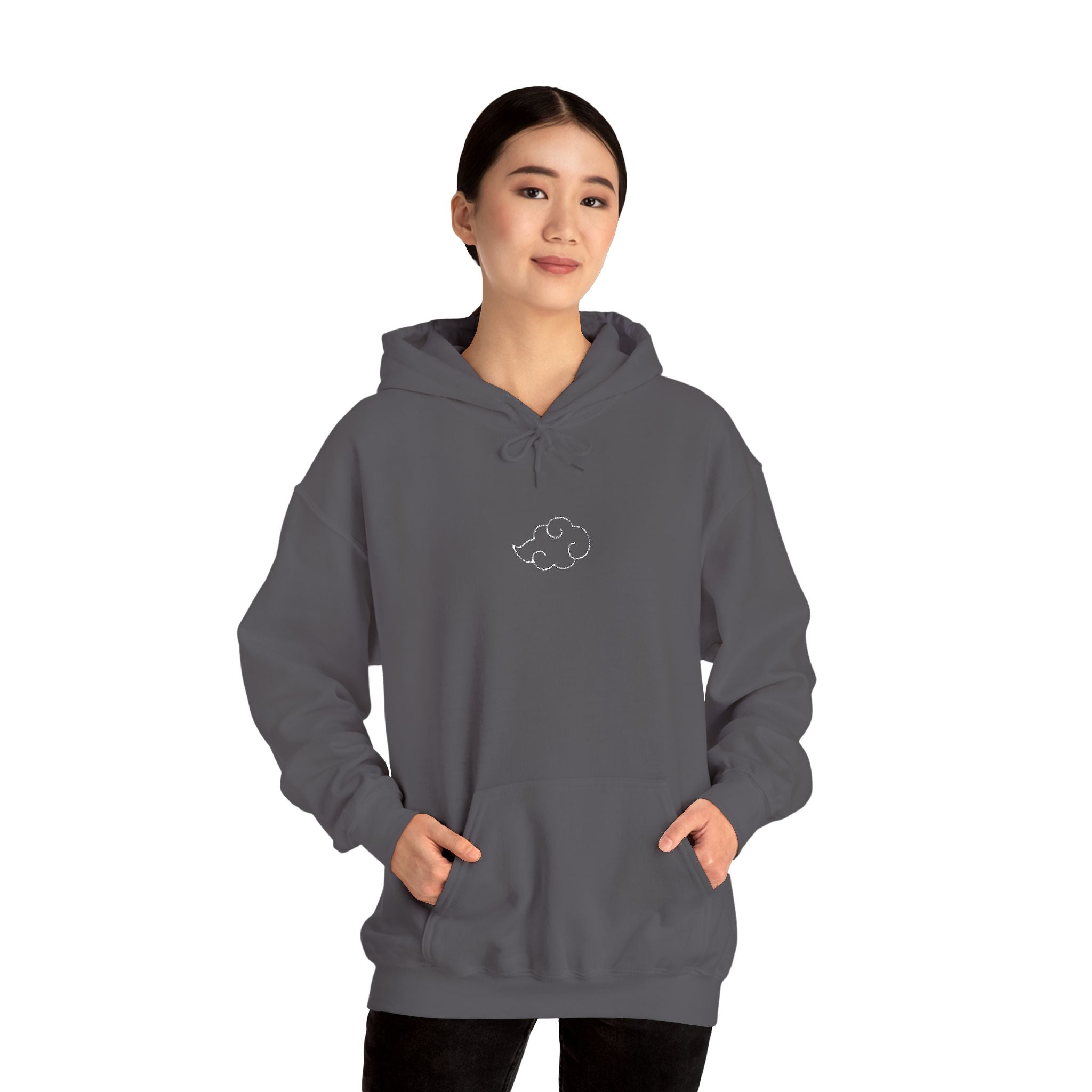 Minimal Cloud Outline Hoodie — Small White Cloud Graphic Embroidered