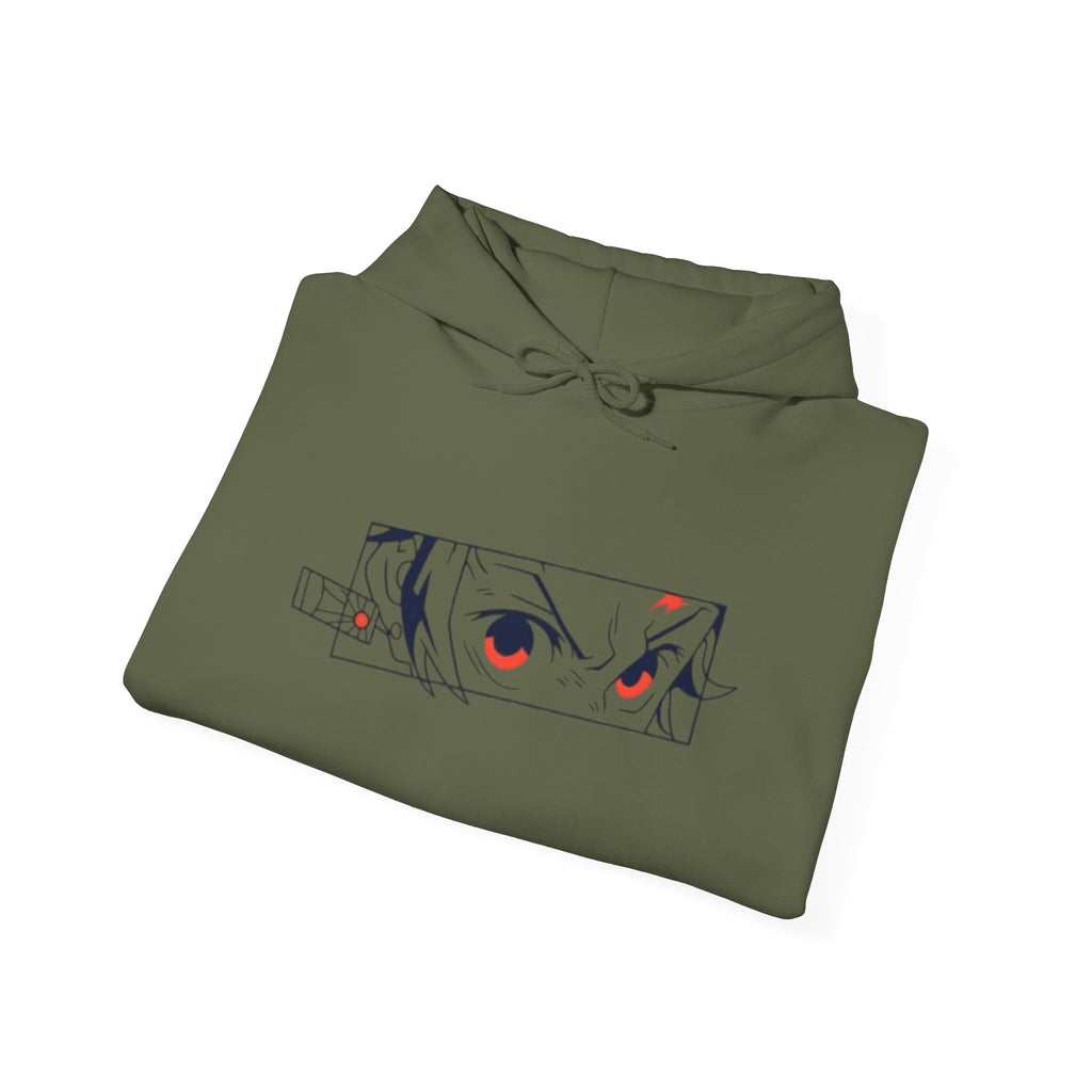 Anime Eyes Hoodie — Minimal Red & Black Manga Gaze Sweatshirt