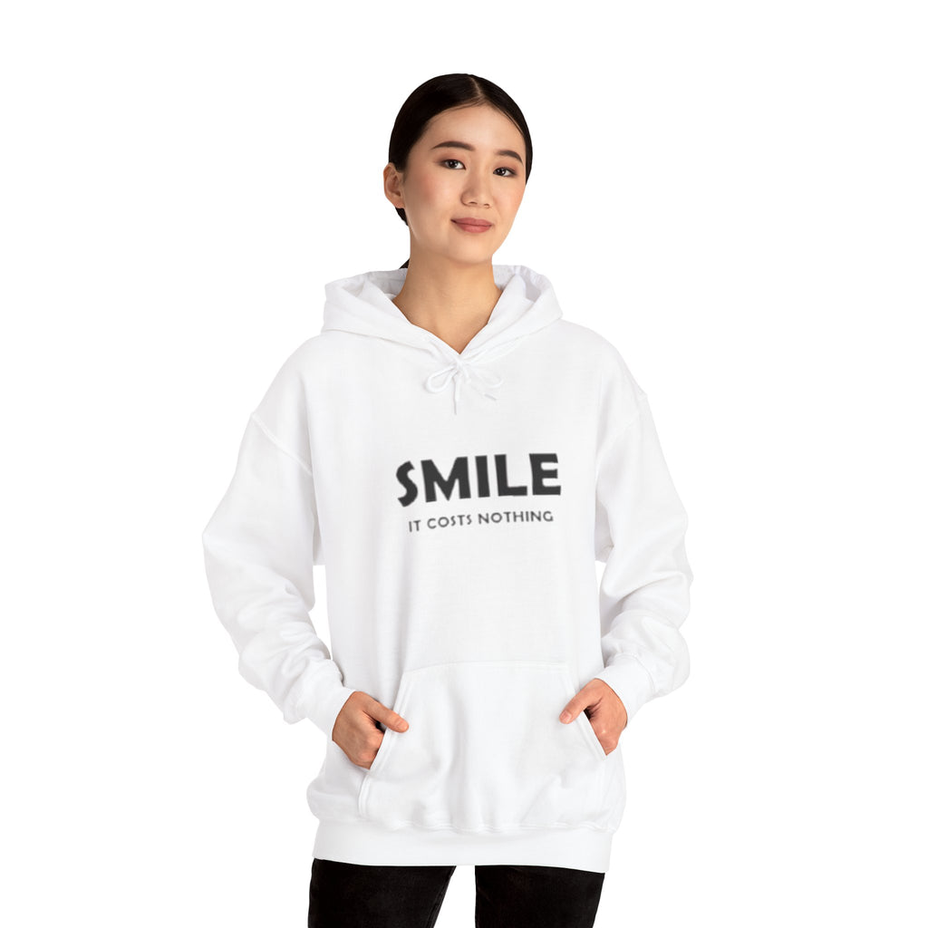 Smile It Costs Nothing Hoodie — Minimalist Positive Message Hooded Sweatshirt