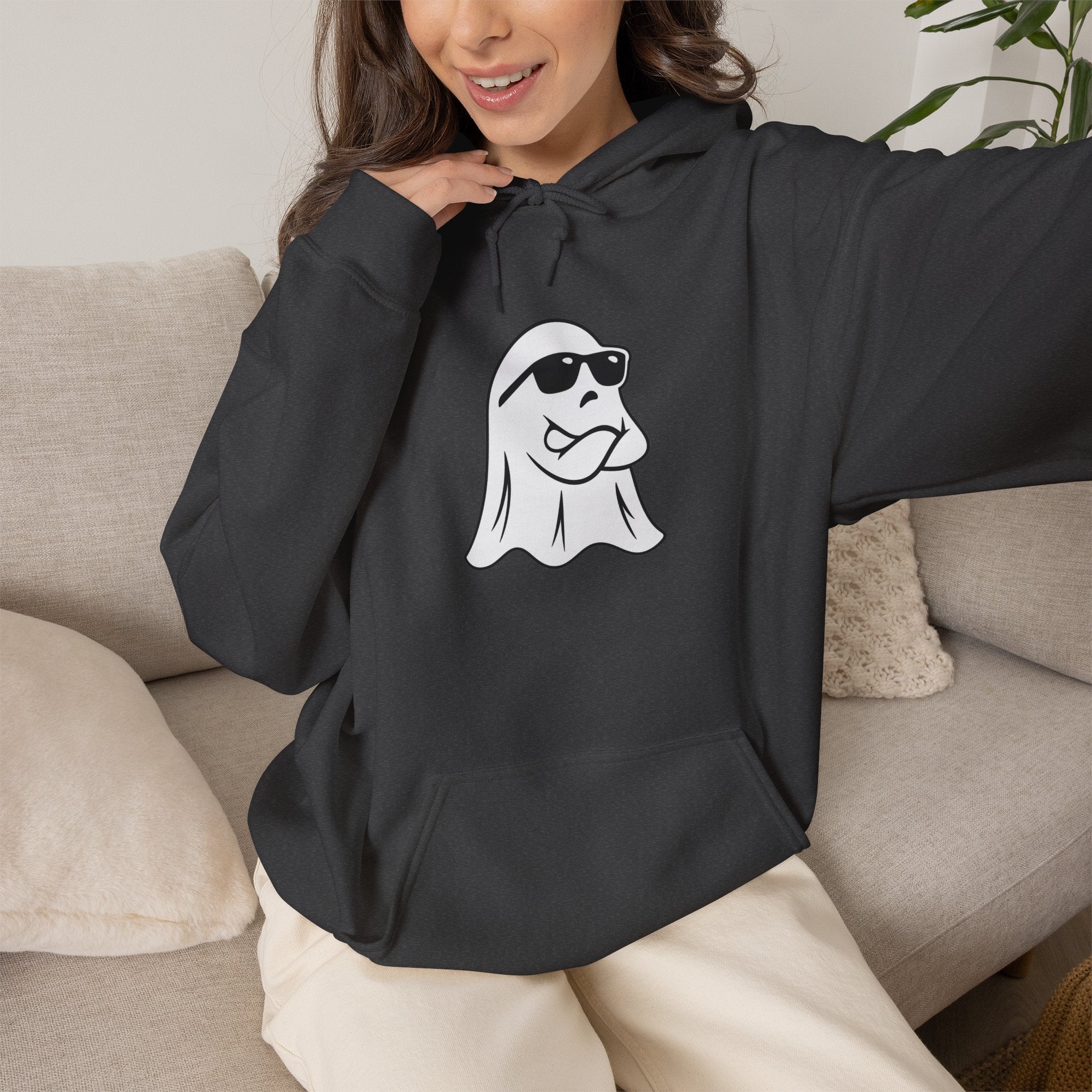 Cool Sunglasses Ghost Hoodie — Cute Minimalist Halloween Pullover