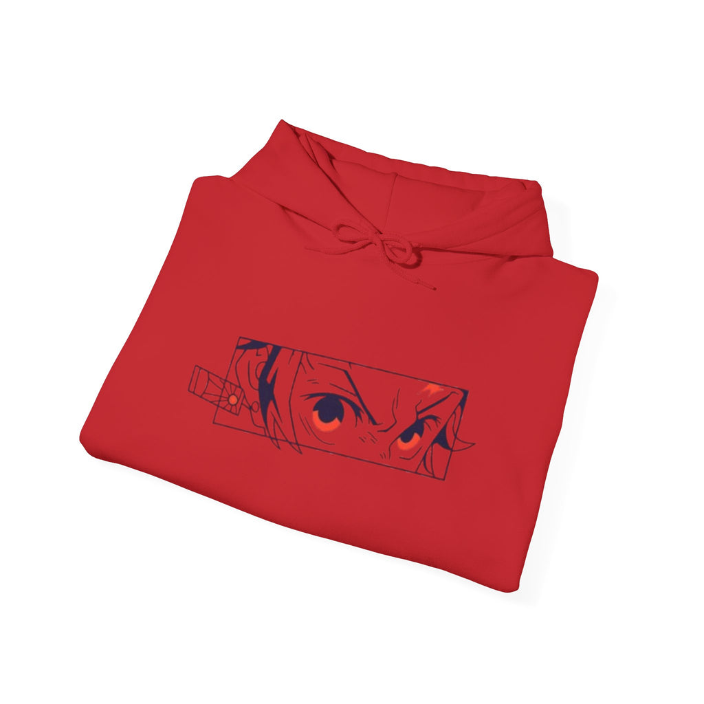 Anime Eyes Hoodie — Minimal Red & Black Manga Gaze Sweatshirt