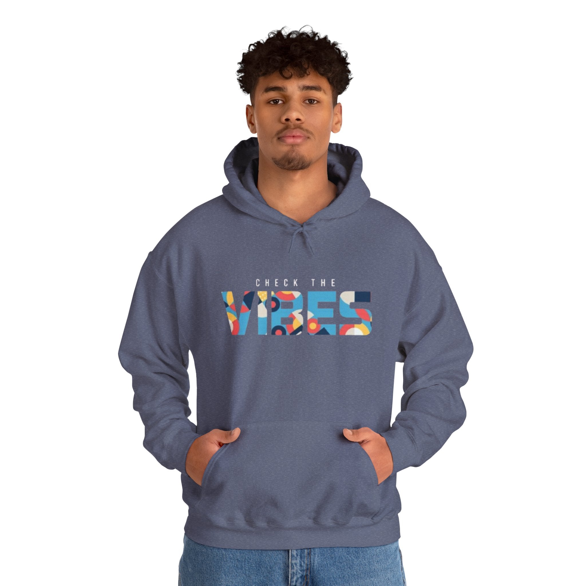 Check The Vibes Hoodie – Colorful Retro Graphic Pullover