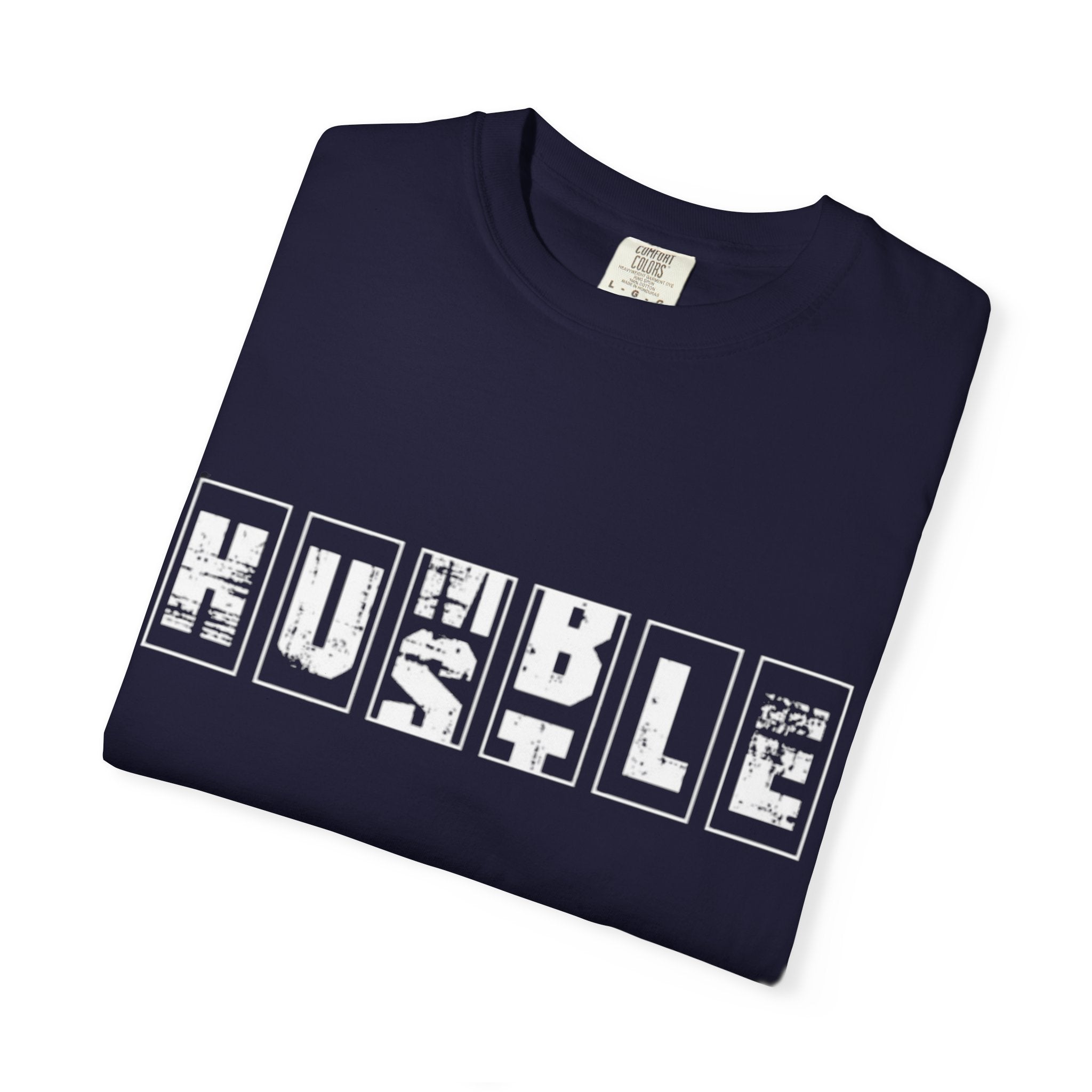 Hustle Block Letter T-Shirt — Vintage Graphic Tee with 'HUSTLE' Design