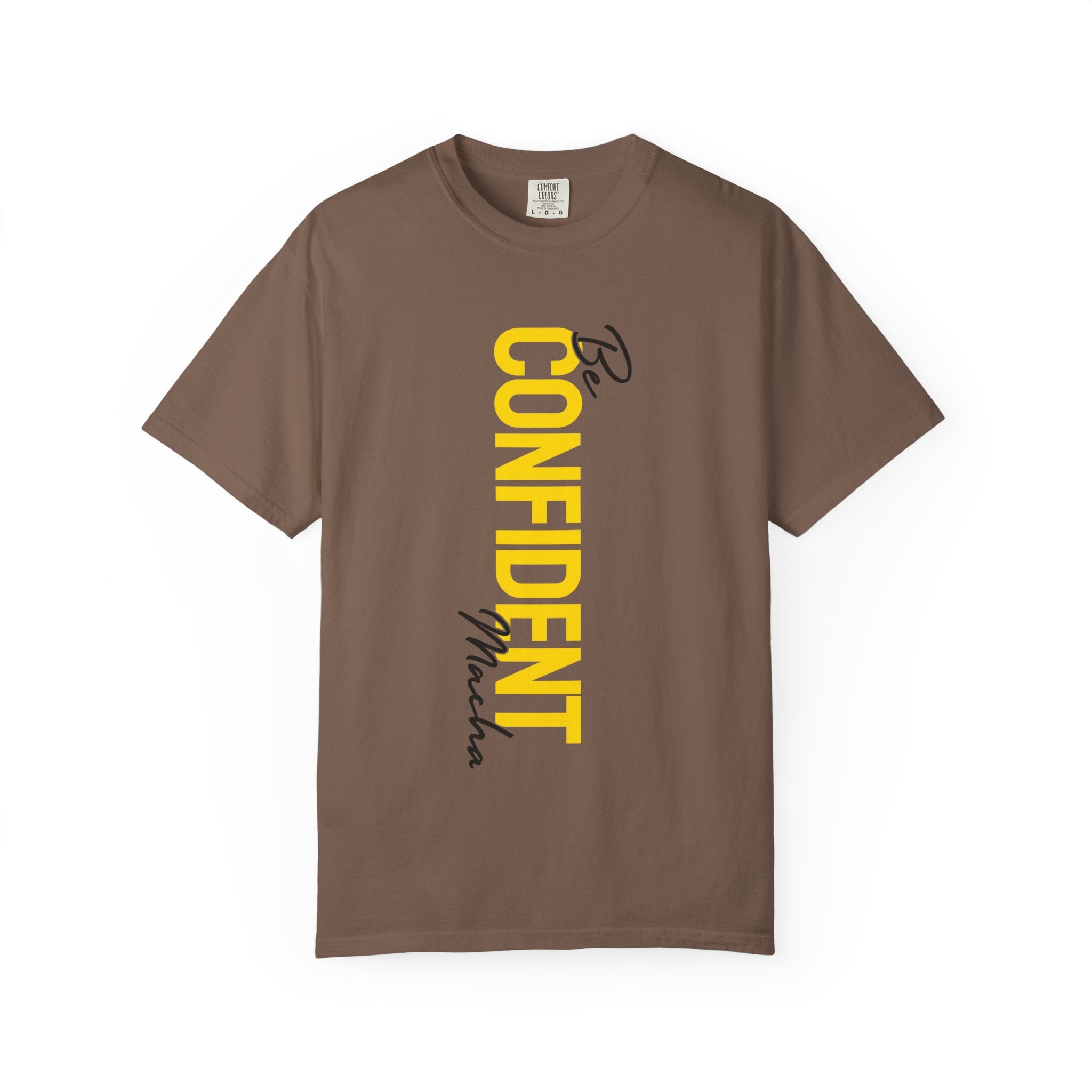 Be Confident Vertical Text T-Shirt — Motivational Graphic Tee