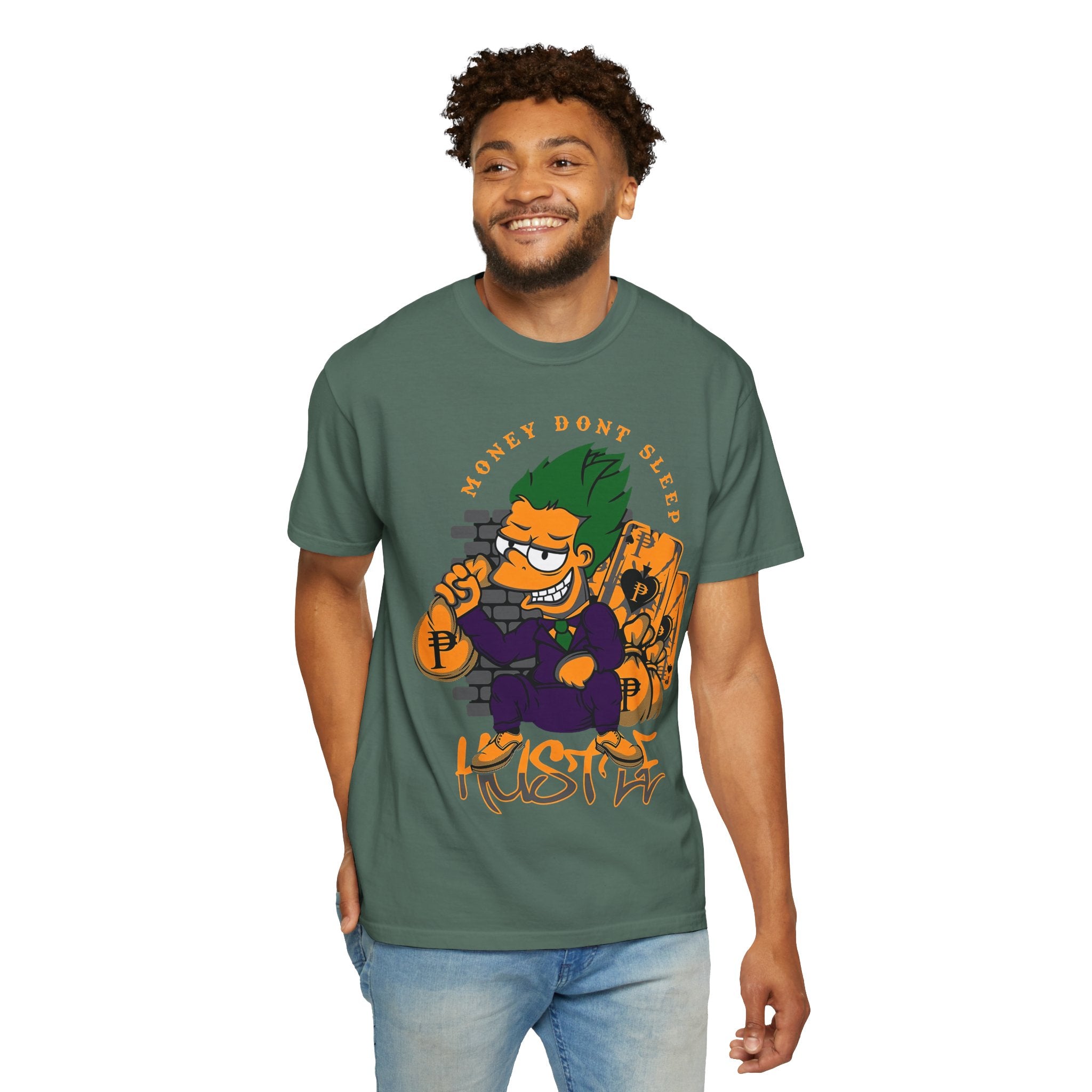 T-Shirt — 'Money Don’t Sleep' Cartoon Hustle Tee