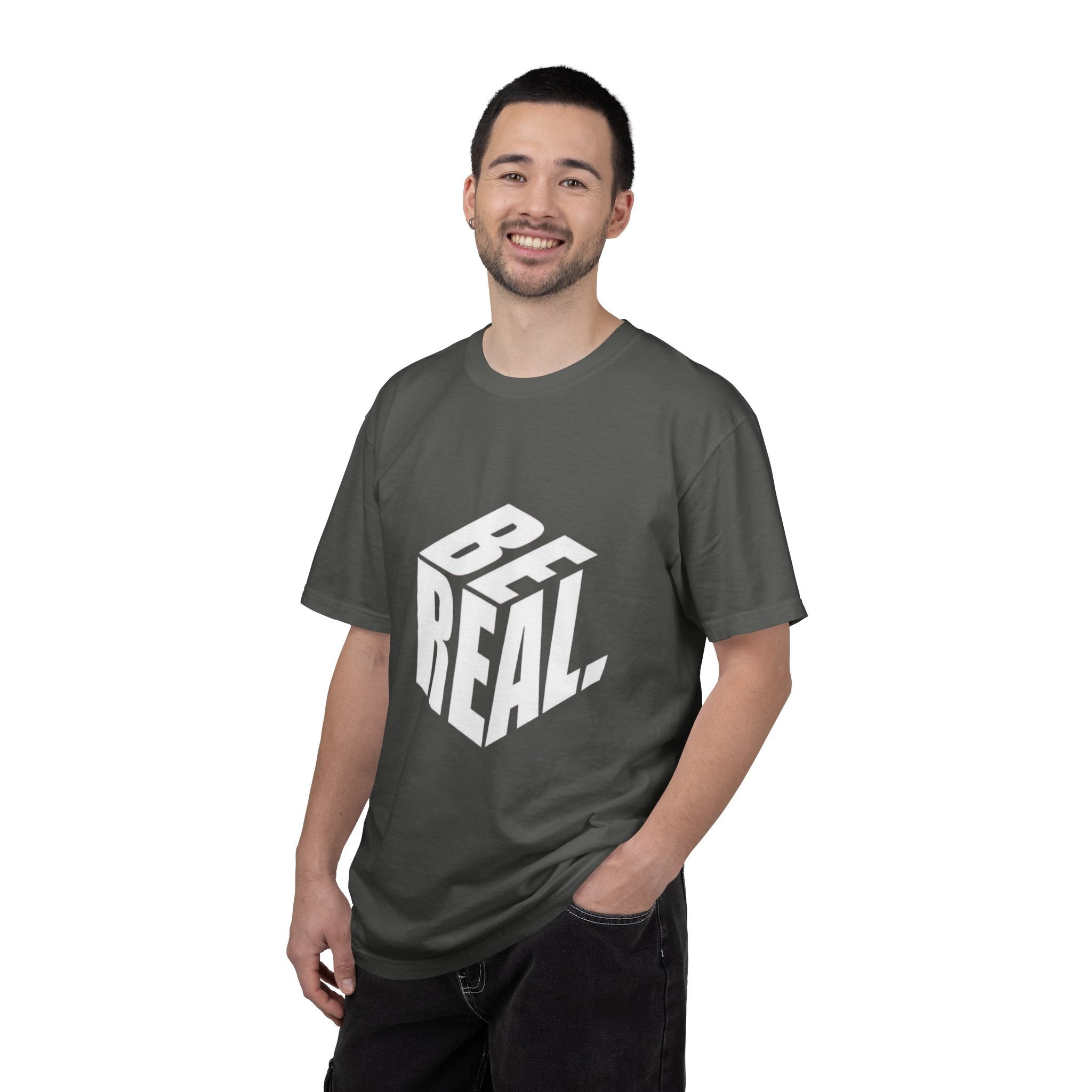 Be Real T-Shirt — Bold 3D Typography Graphic Tee
