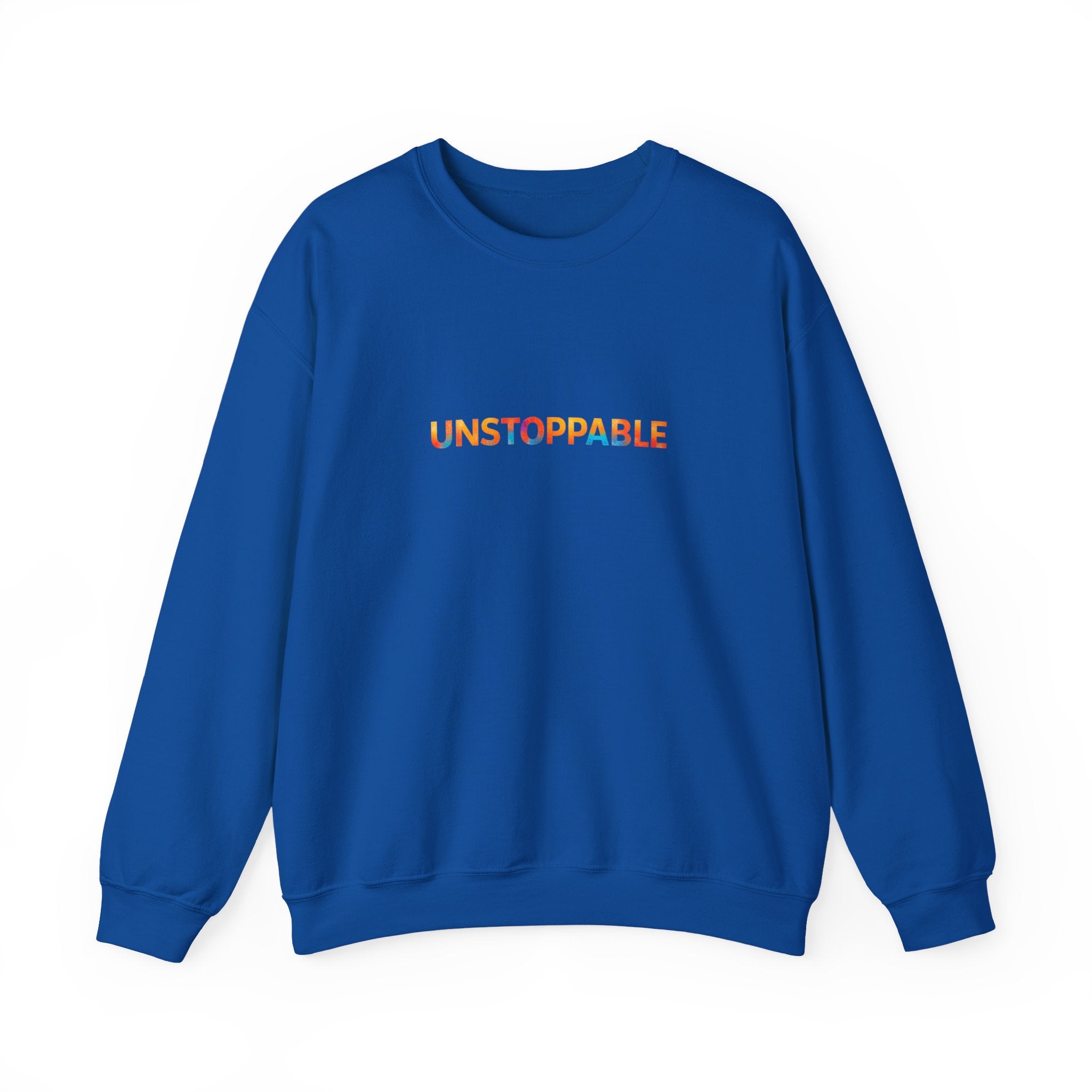 Unstoppable Crewneck Sweatshirt — Inspirational Rainbow Text Pullover