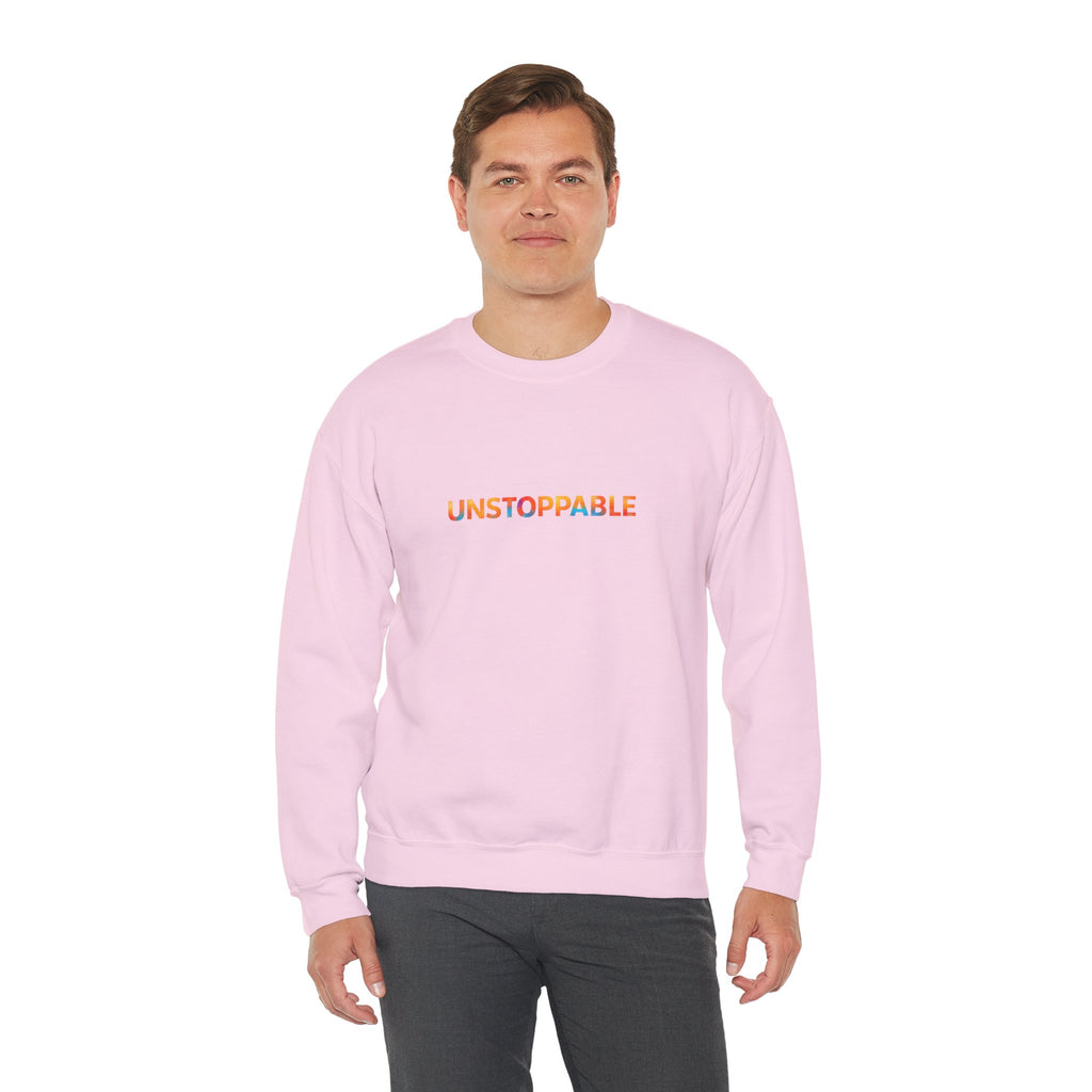Unstoppable Crewneck Sweatshirt — Inspirational Rainbow Text Pullover