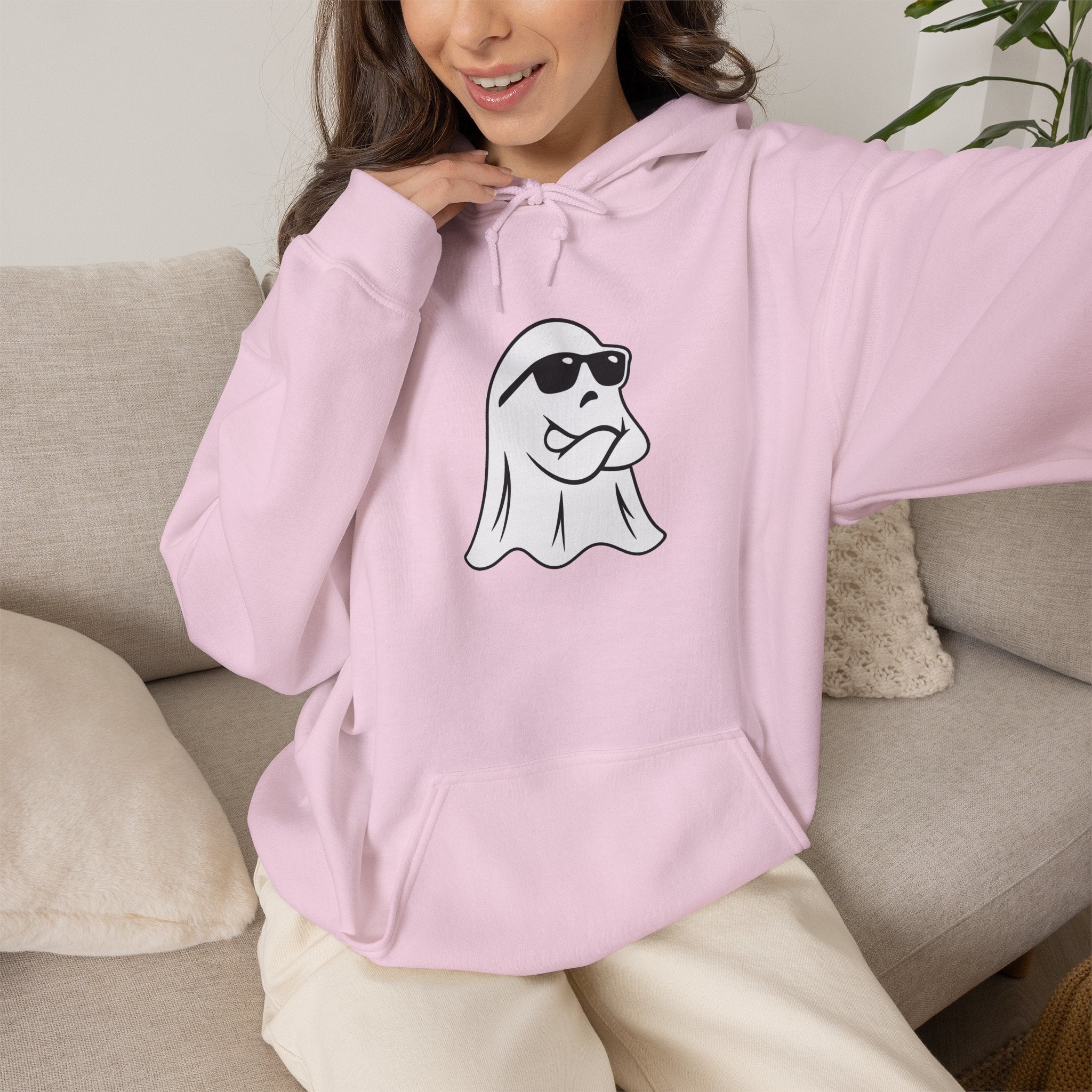 Cool Sunglasses Ghost Hoodie — Cute Minimalist Halloween Pullover