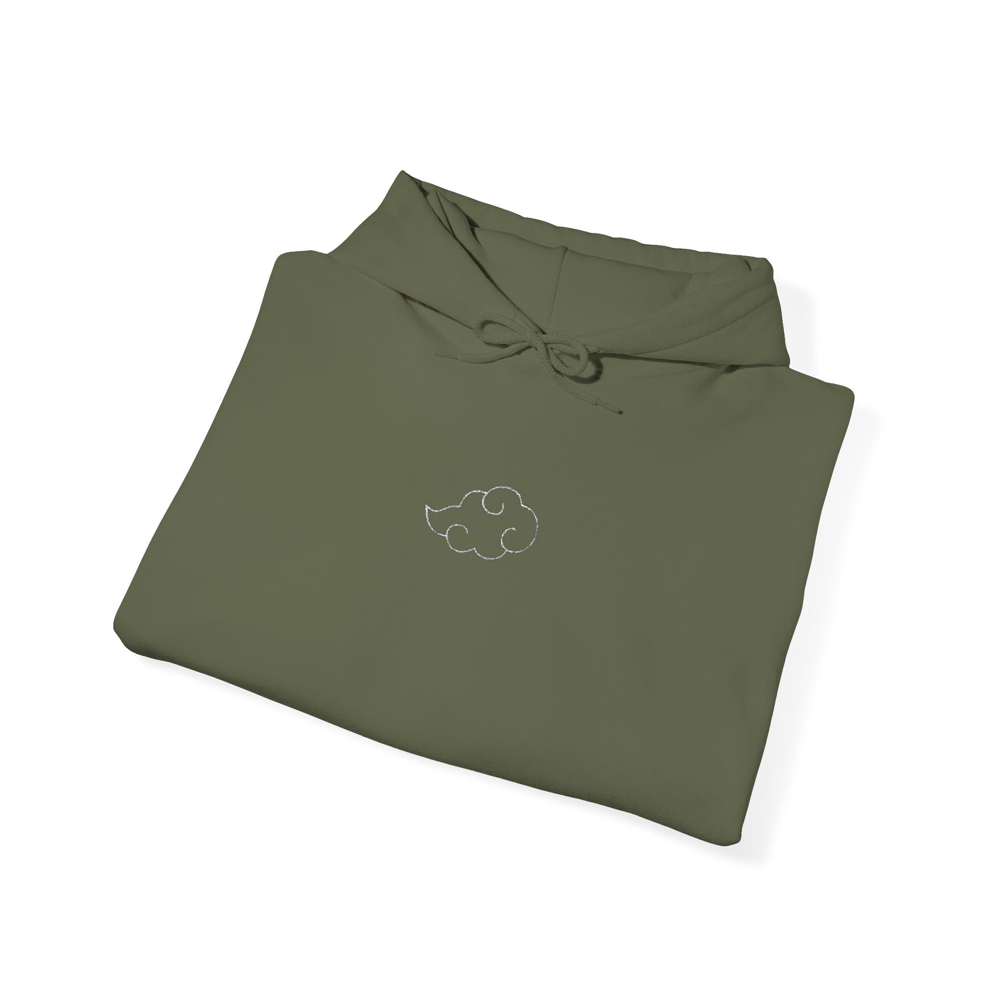 Minimal Cloud Outline Hoodie — Small White Cloud Graphic Embroidered