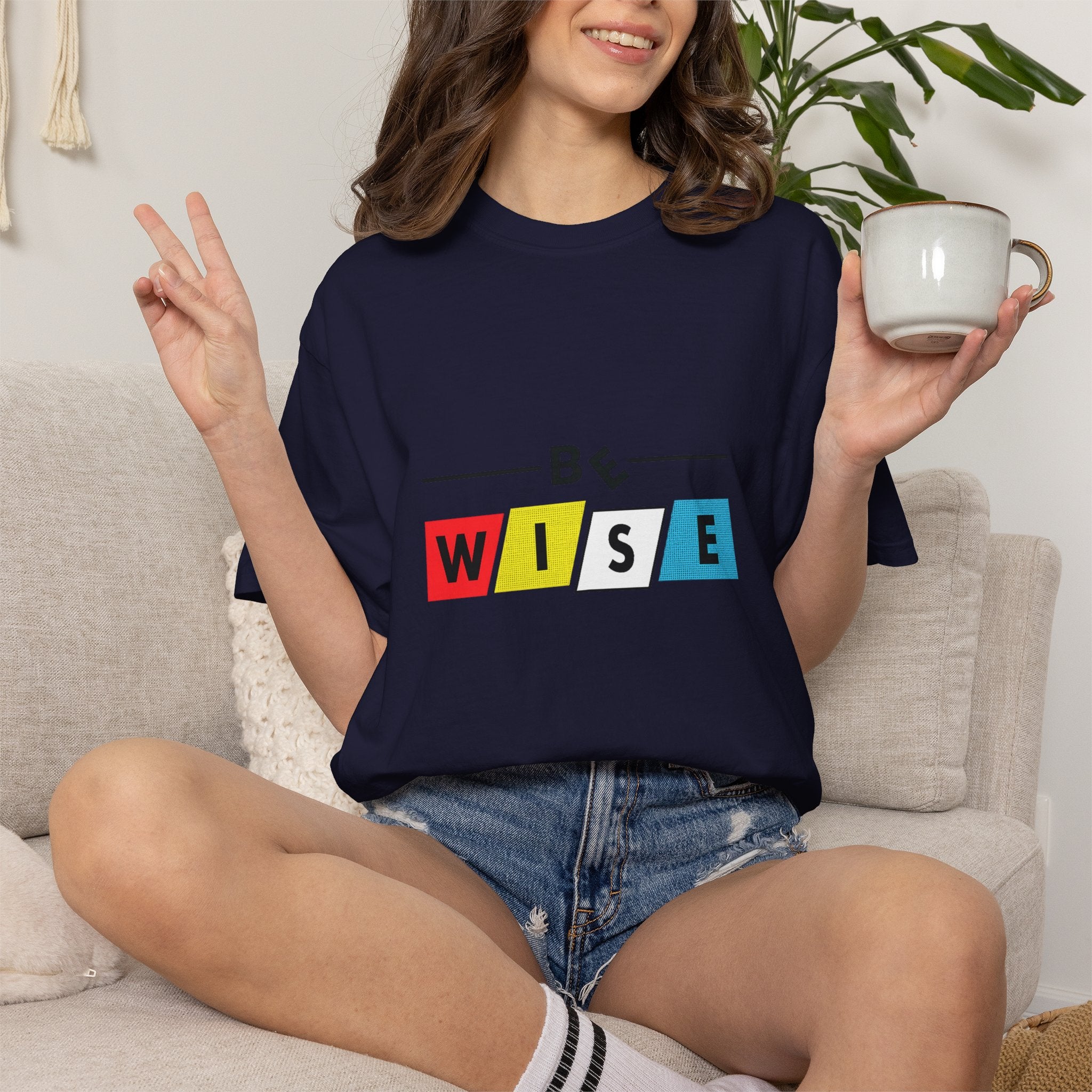 Be Wise Graphic T-Shirt — Color Block Inspirational Tee