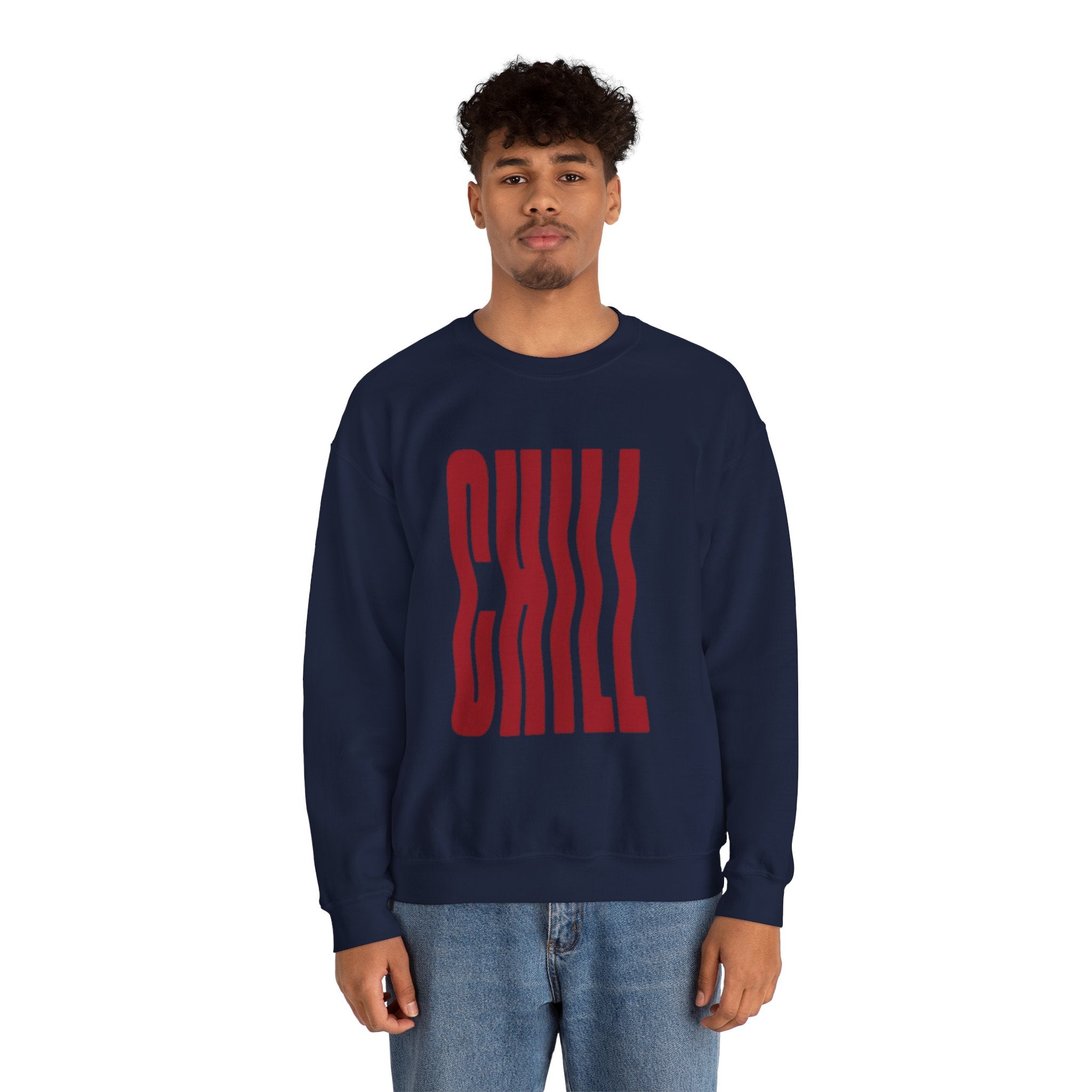 Chill Distorted Text Crewneck Sweatshirt