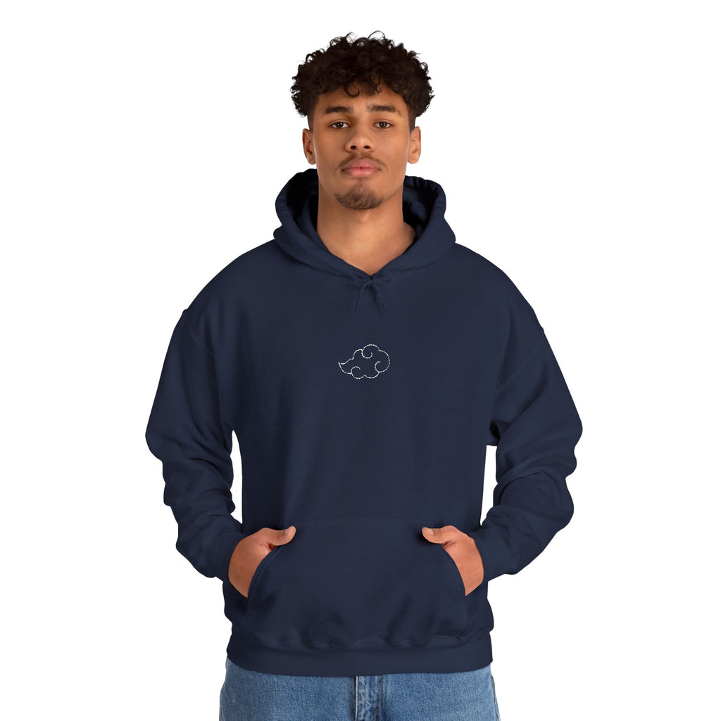 Minimal Cloud Outline Hoodie — Small White Cloud Graphic Embroidered