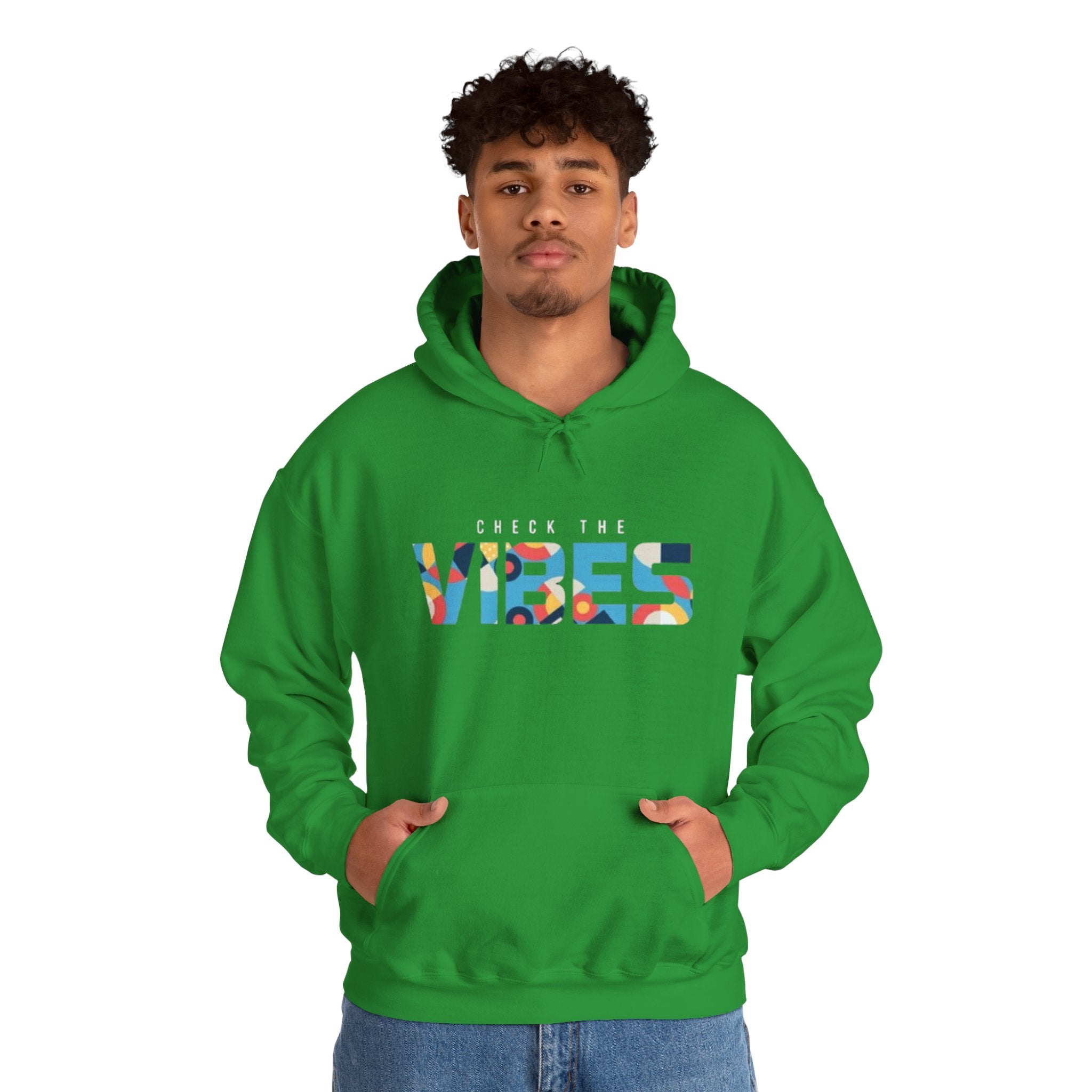 Check The Vibes Hoodie – Colorful Retro Graphic Pullover