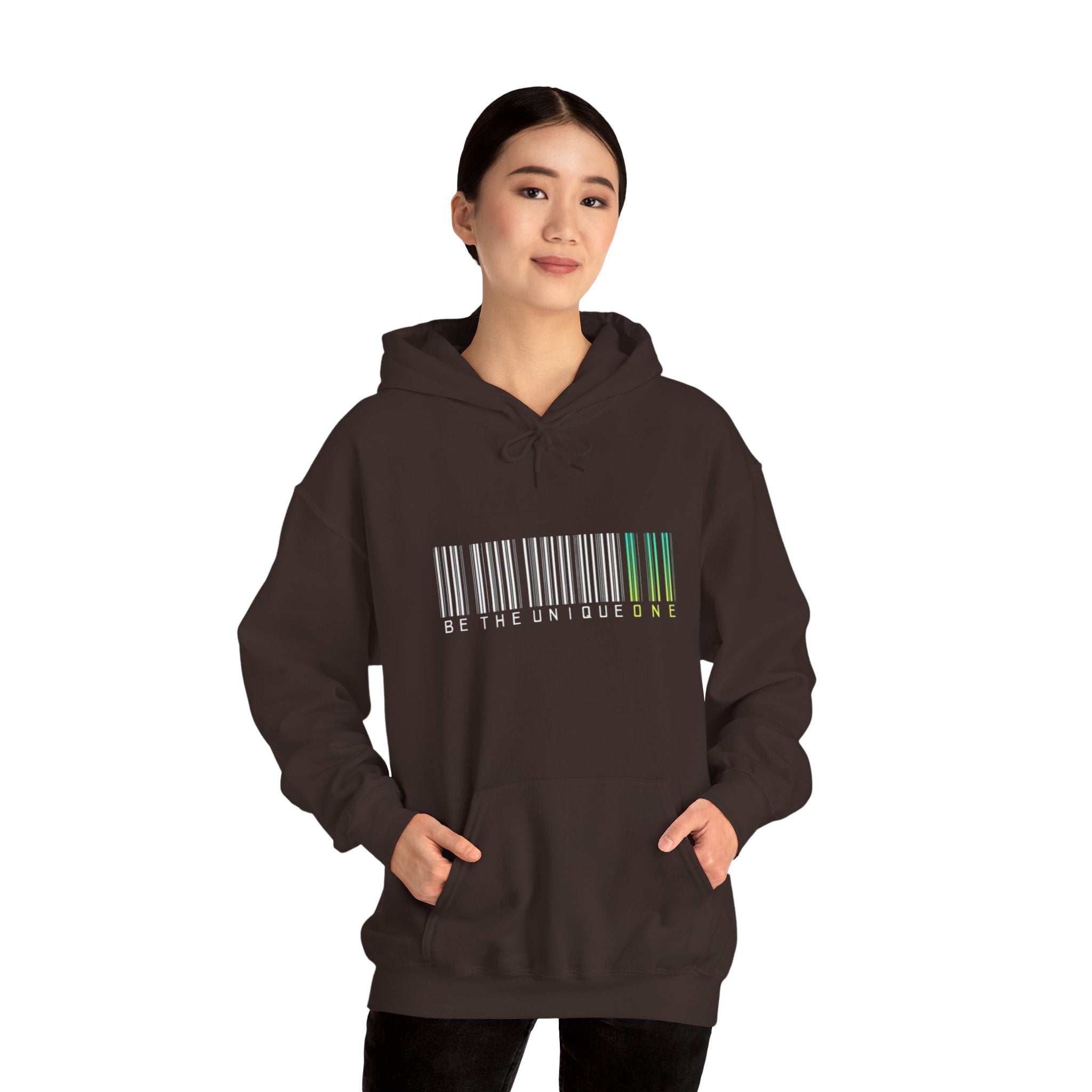 Unique One Barcode Hoodie — "Be the Unique One" Graphic Pullover
