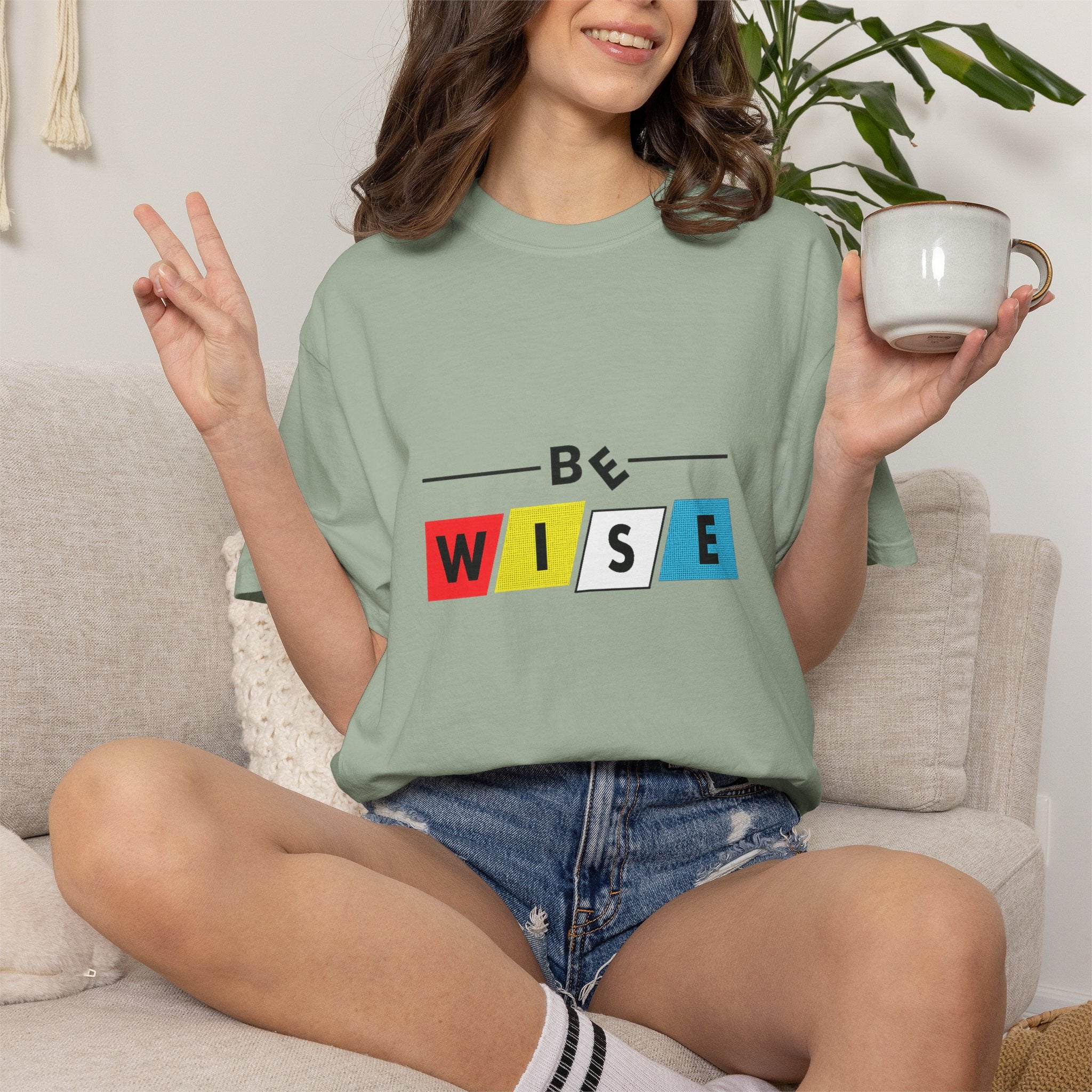 Be Wise Graphic T-Shirt — Color Block Inspirational Tee