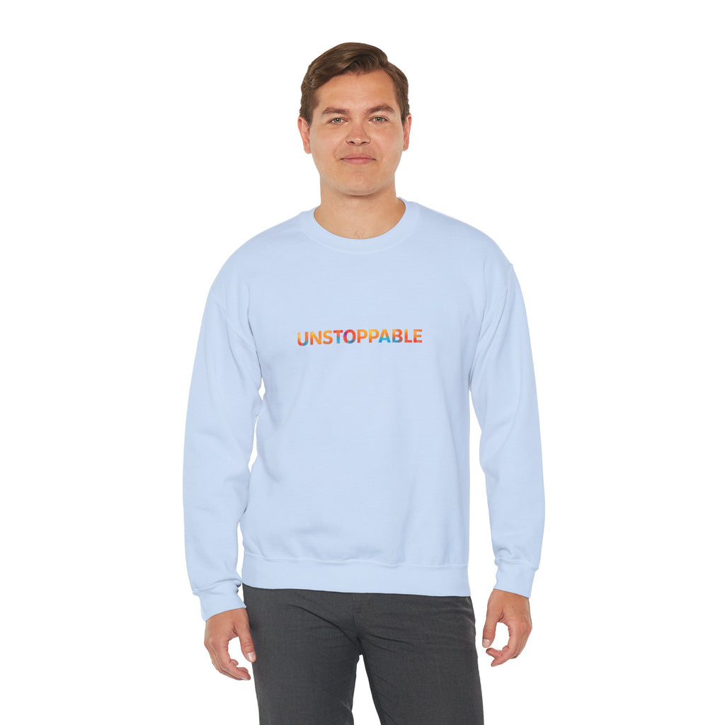 Unstoppable Crewneck Sweatshirt — Inspirational Rainbow Text Pullover
