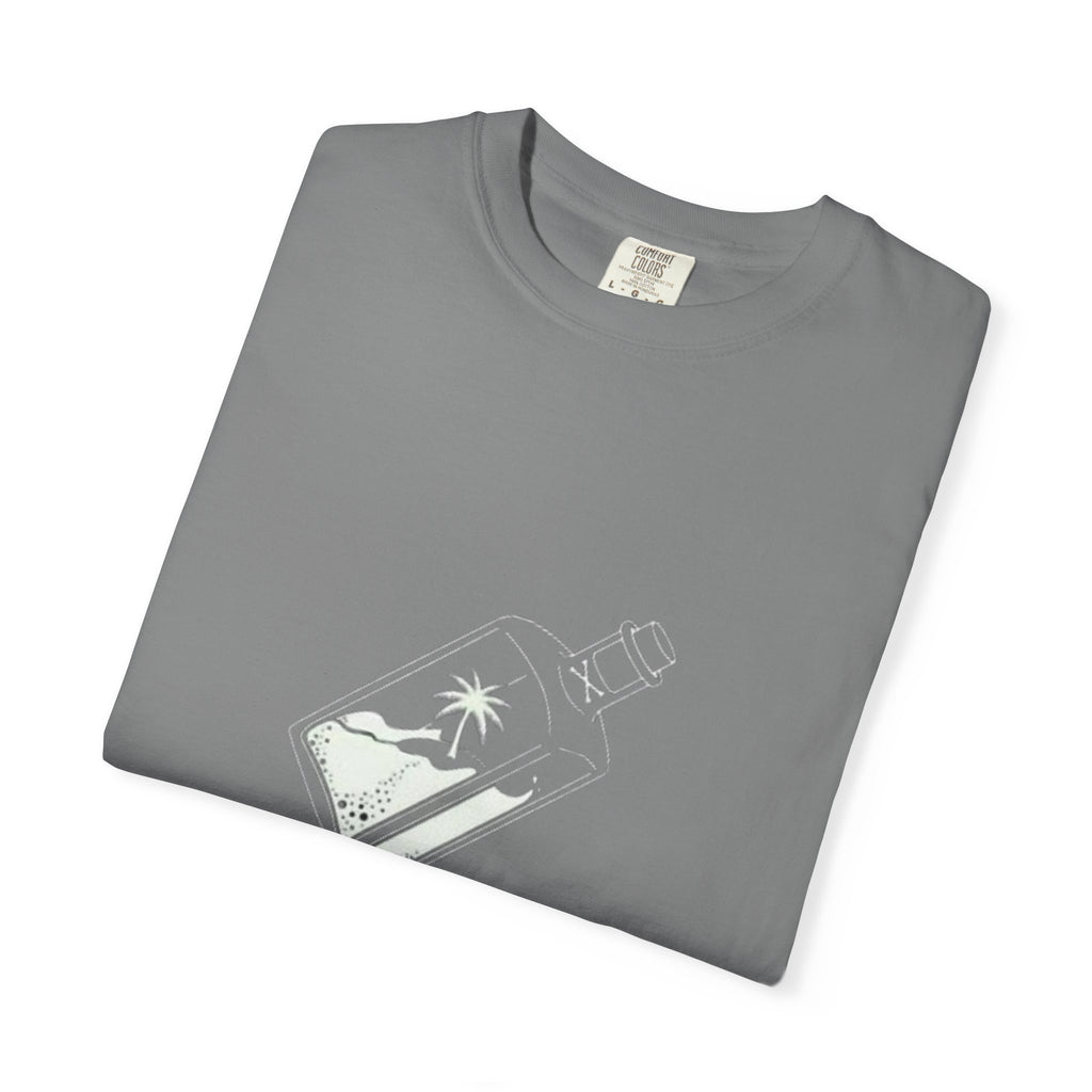 Pocket Island T‑Shirt — Minimal Bottle Isle Graphic Tee