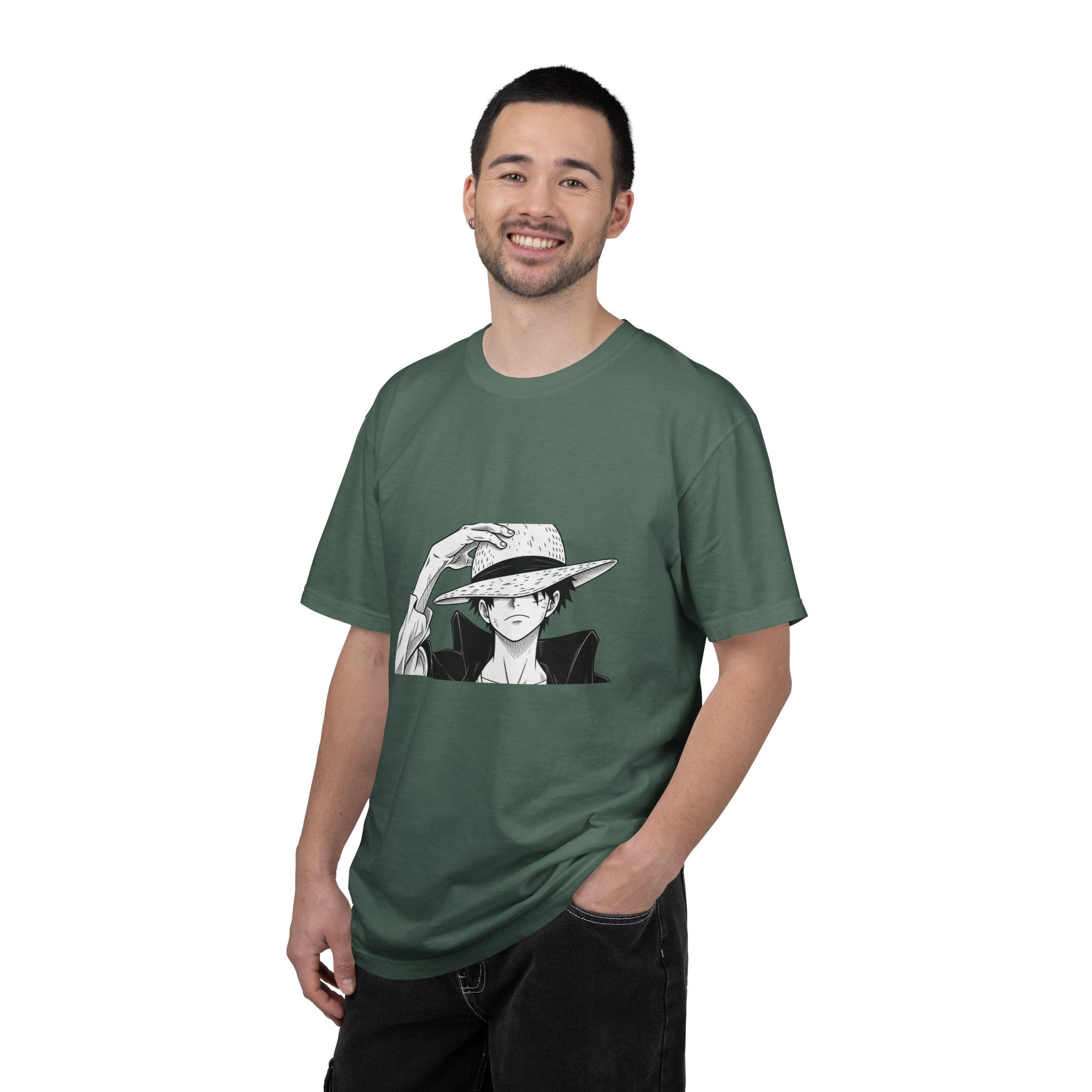 Anime Straw Hat Pirate T-Shirt – Minimal Luffy Illustration Tee