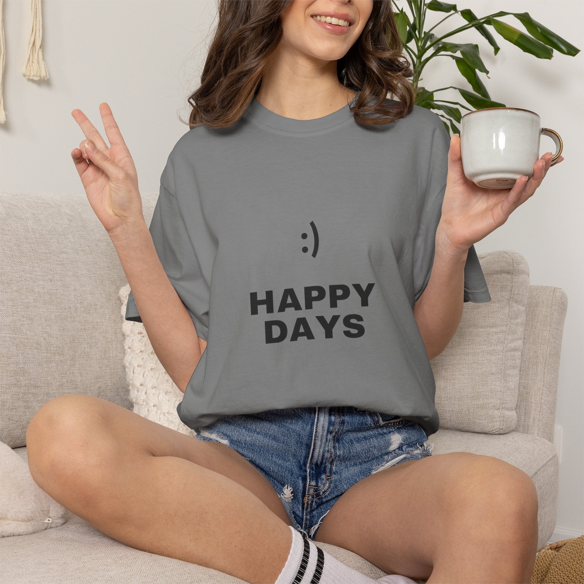 Happy Days T-Shirt — Minimal Smiley Graphic Tee