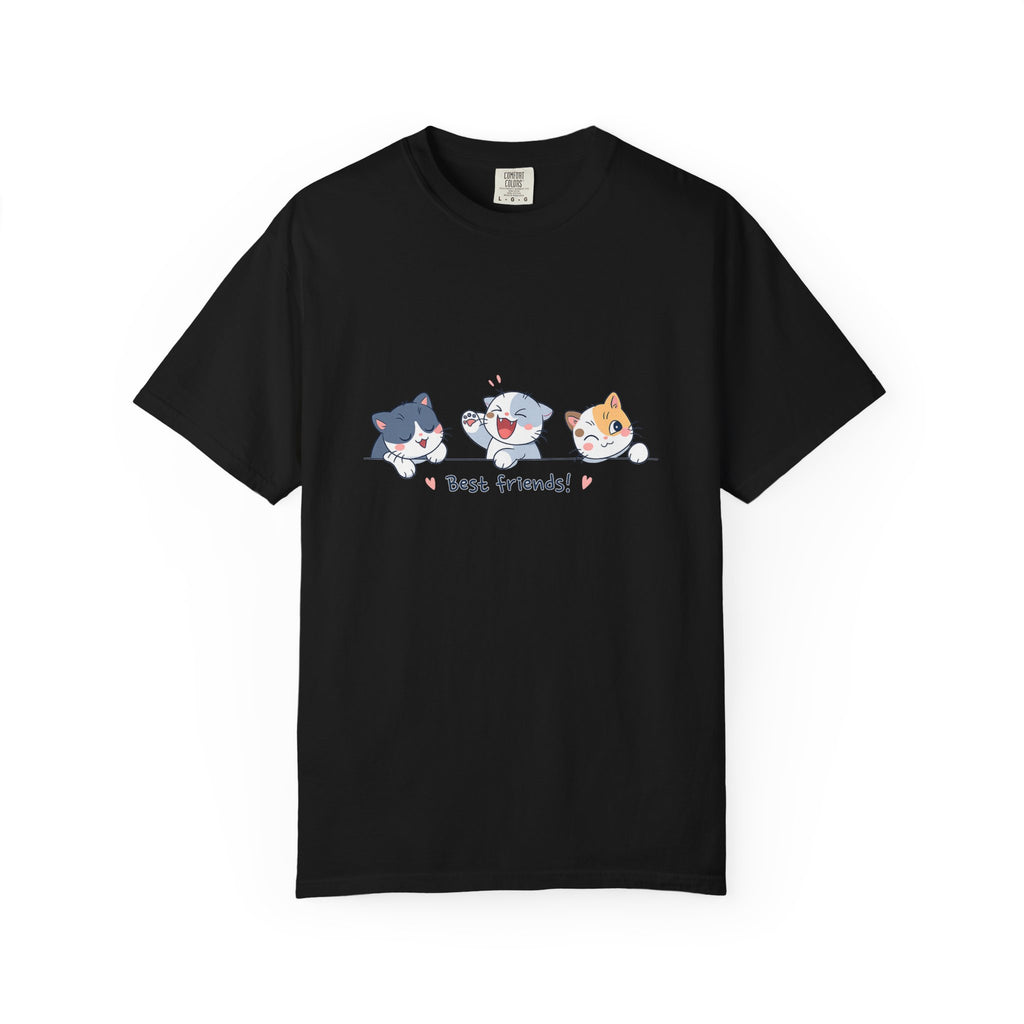 Cute ‘Best Friends!’ Cat T-Shirt — Cartoon Kitten Trio Graphic Tee