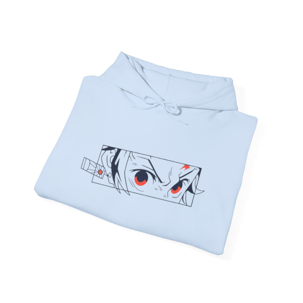 Anime Eyes Hoodie — Minimal Red & Black Manga Gaze Sweatshirt