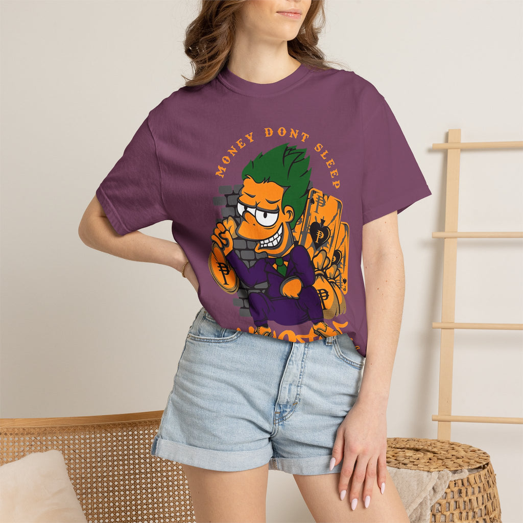 T-Shirt — 'Money Don’t Sleep' Cartoon Hustle Tee