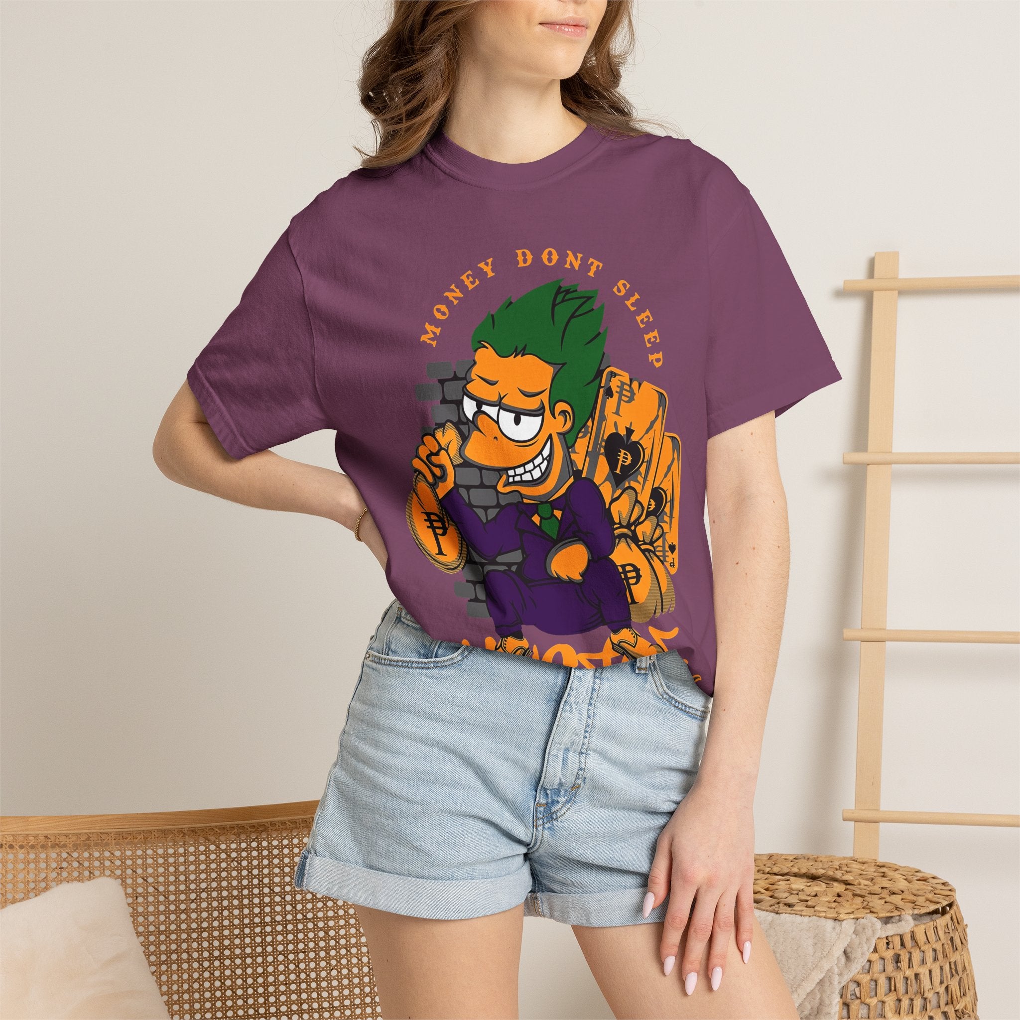 T-Shirt — 'Money Don’t Sleep' Cartoon Hustle Tee