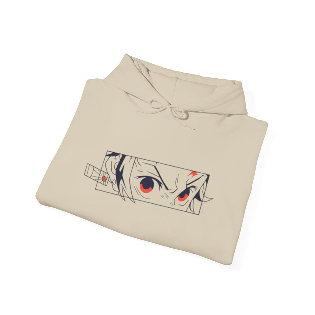 Anime Eyes Hoodie — Minimal Red & Black Manga Gaze Sweatshirt
