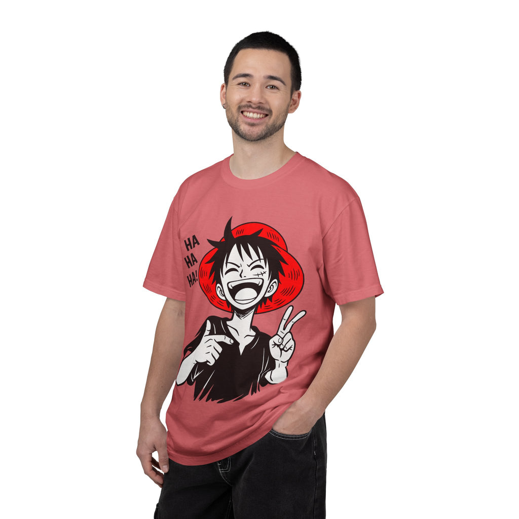 Anime Luffy Laughing Graphic T-shirt - Monkey D. Luffy Peace Sign Tee