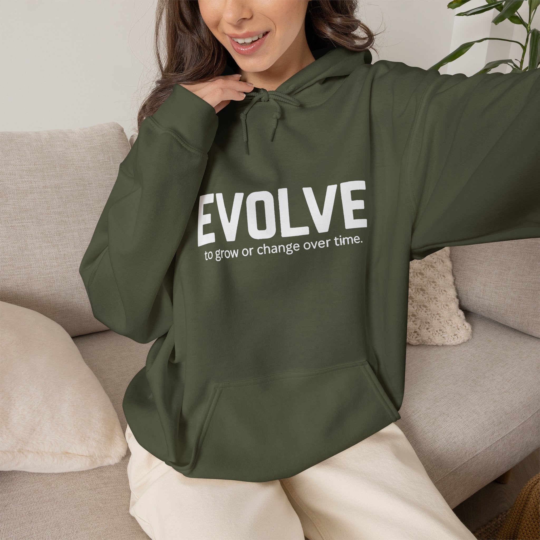 Evolve Hoodie – Inspirational "Evolve: to grow or change over time." Pullover Sweatshirt