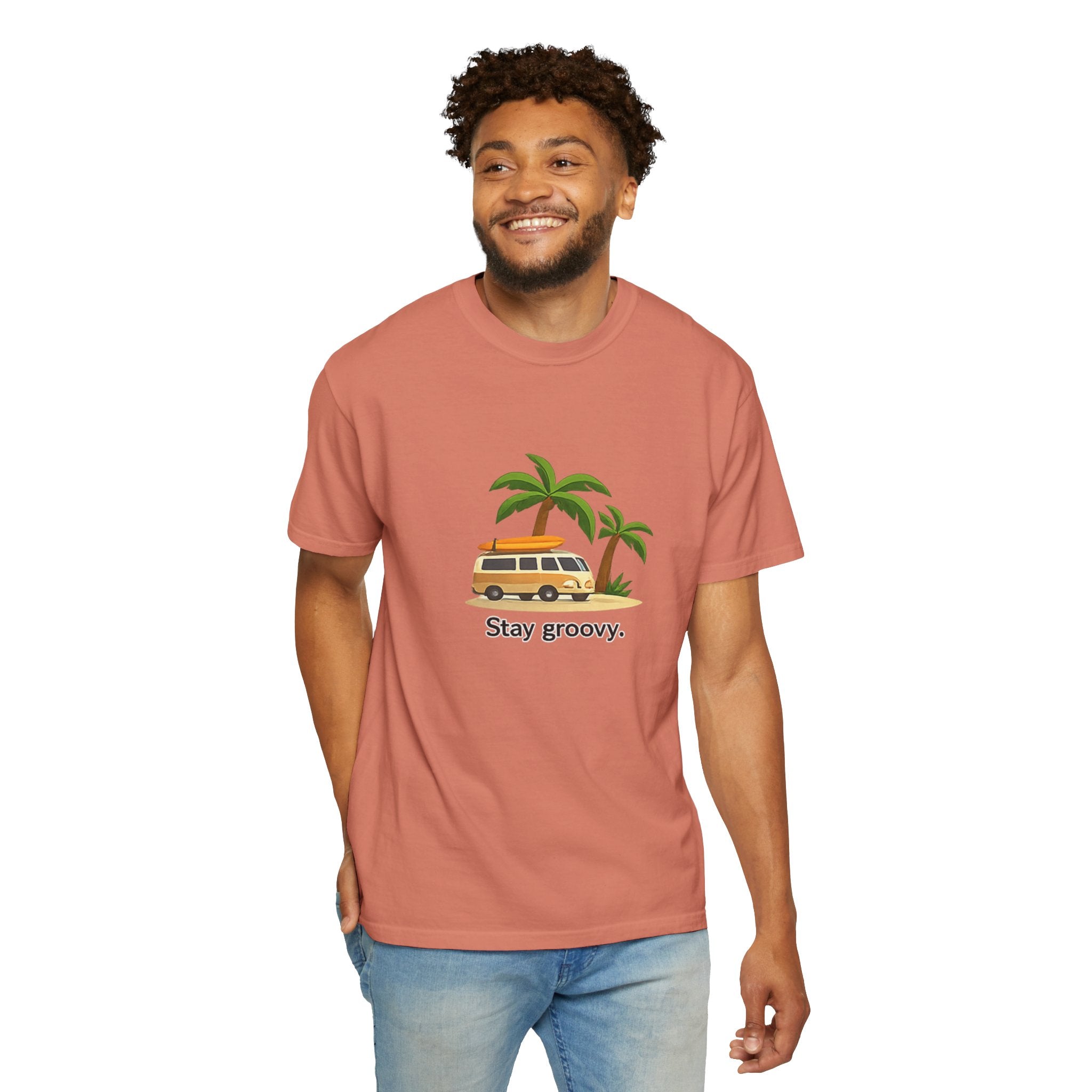 Vintage Surf Van T-Shirt – "Stay Groovy" Retro Beach Tee