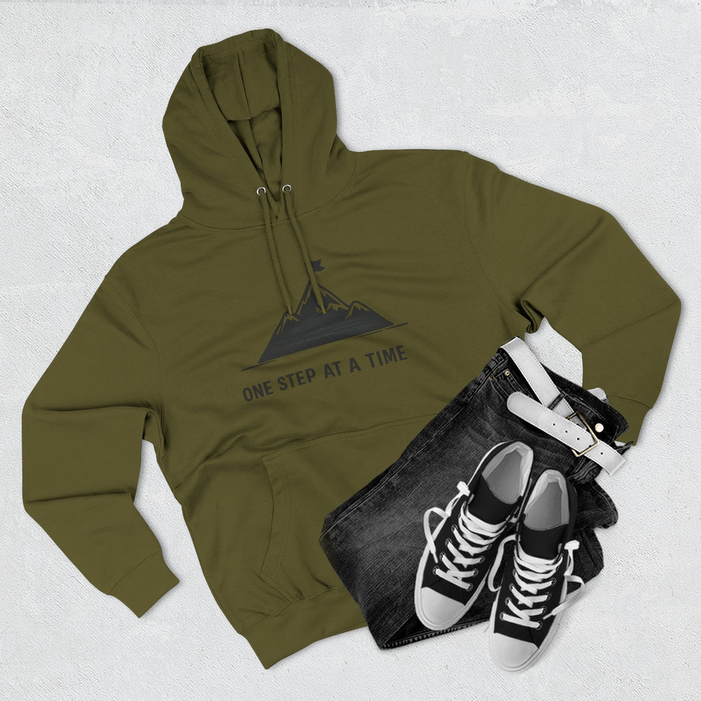 Hoodie - 'One Step at a Time' Mountain Graphic Fleece Hoodie