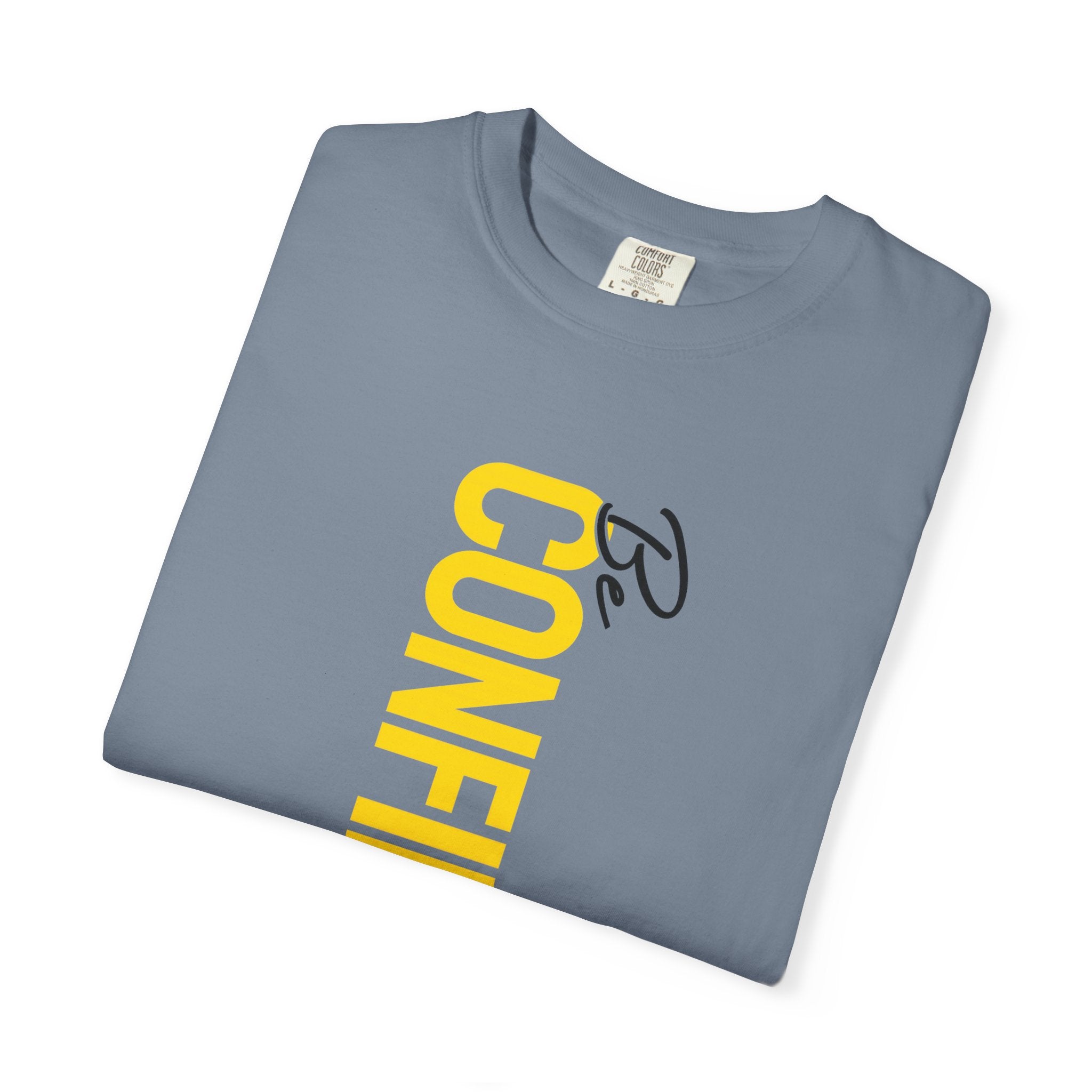Be Confident Vertical Text T-Shirt — Motivational Graphic Tee