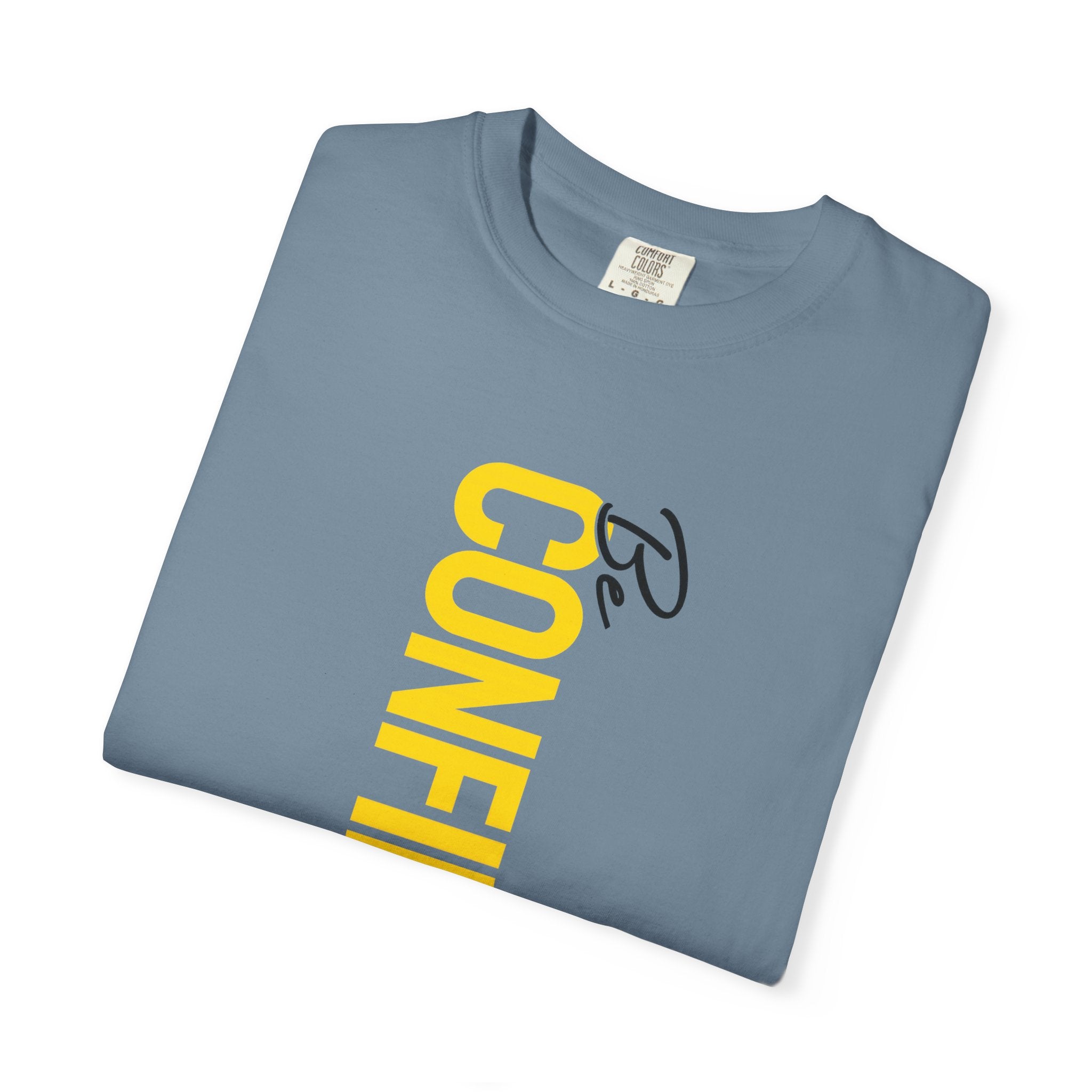 Be Confident Vertical Text T-Shirt — Motivational Graphic Tee