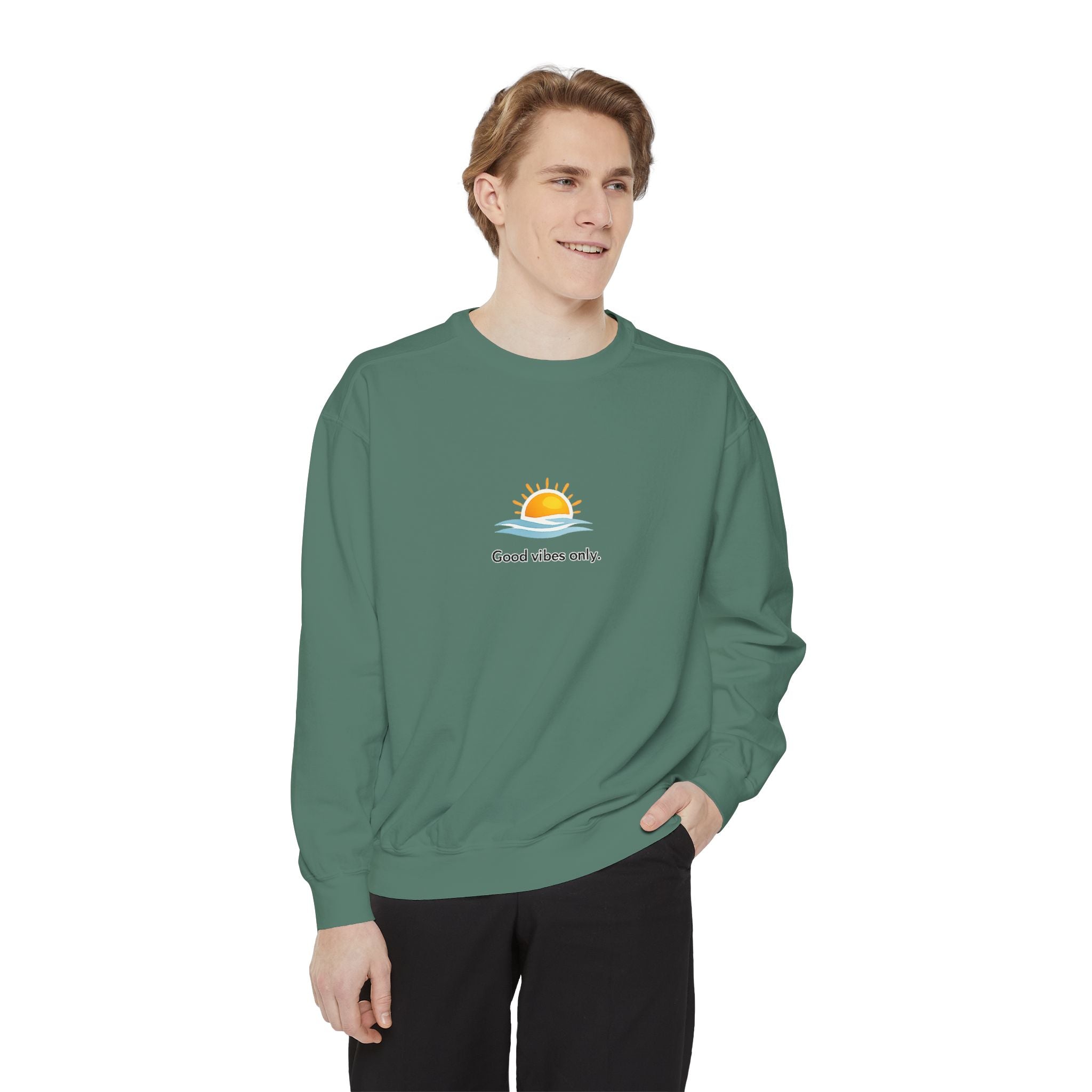 Good Vibes Only Sweatshirt — Sunrise Graphic Cozy Pullover