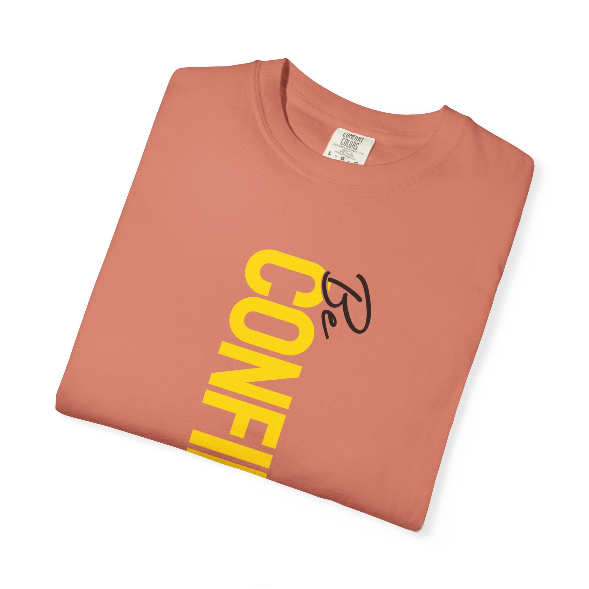 Be Confident Vertical Text T-Shirt — Motivational Graphic Tee