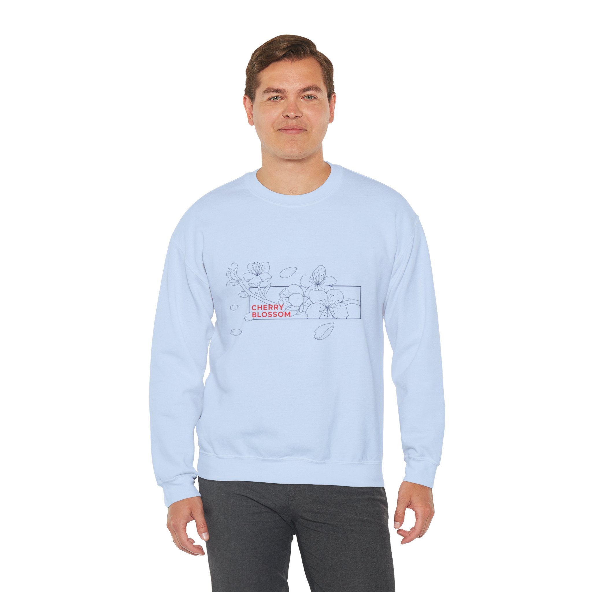 Cherry Blossom Crewneck Sweatshirt — Minimal Floral Graphic