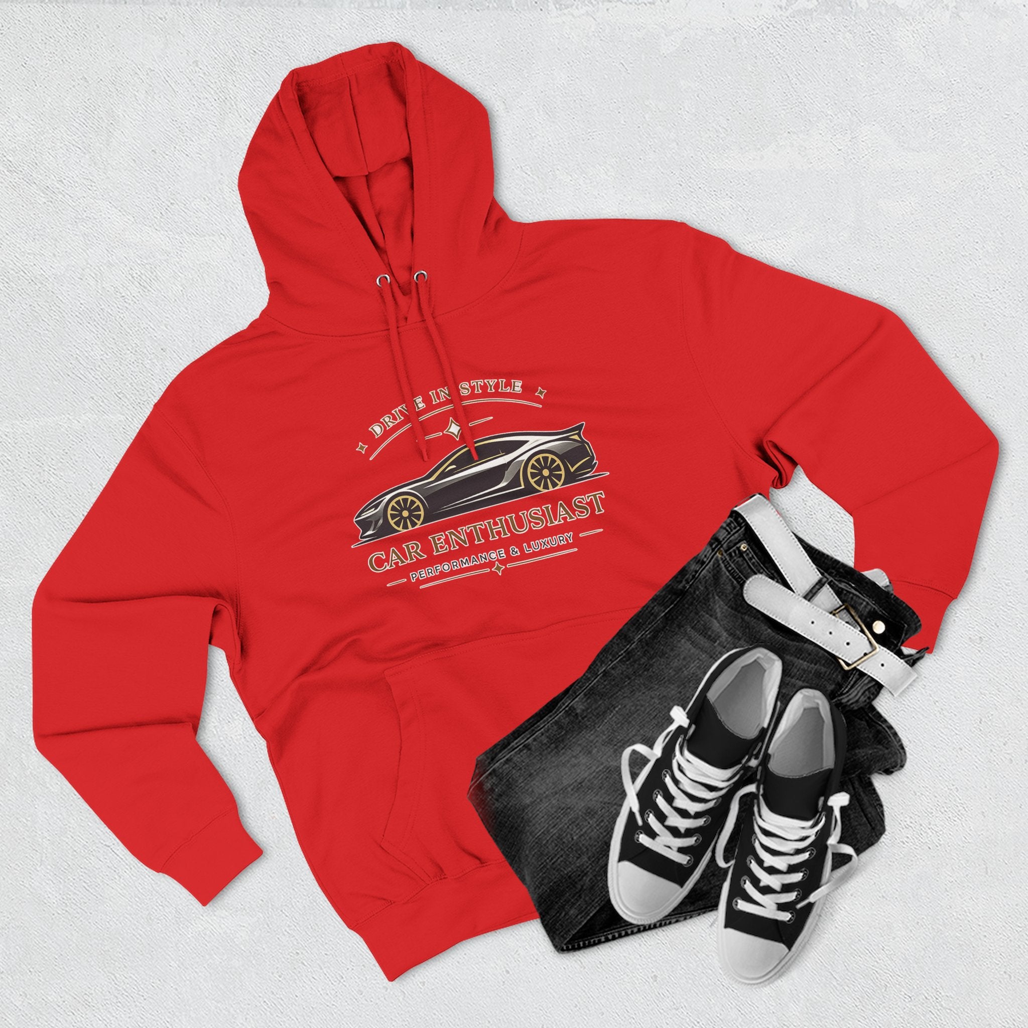 Car Enthusiast Hoodie — Vintage Sports Car Graphic, 'Drive in Style' Casual Pullover