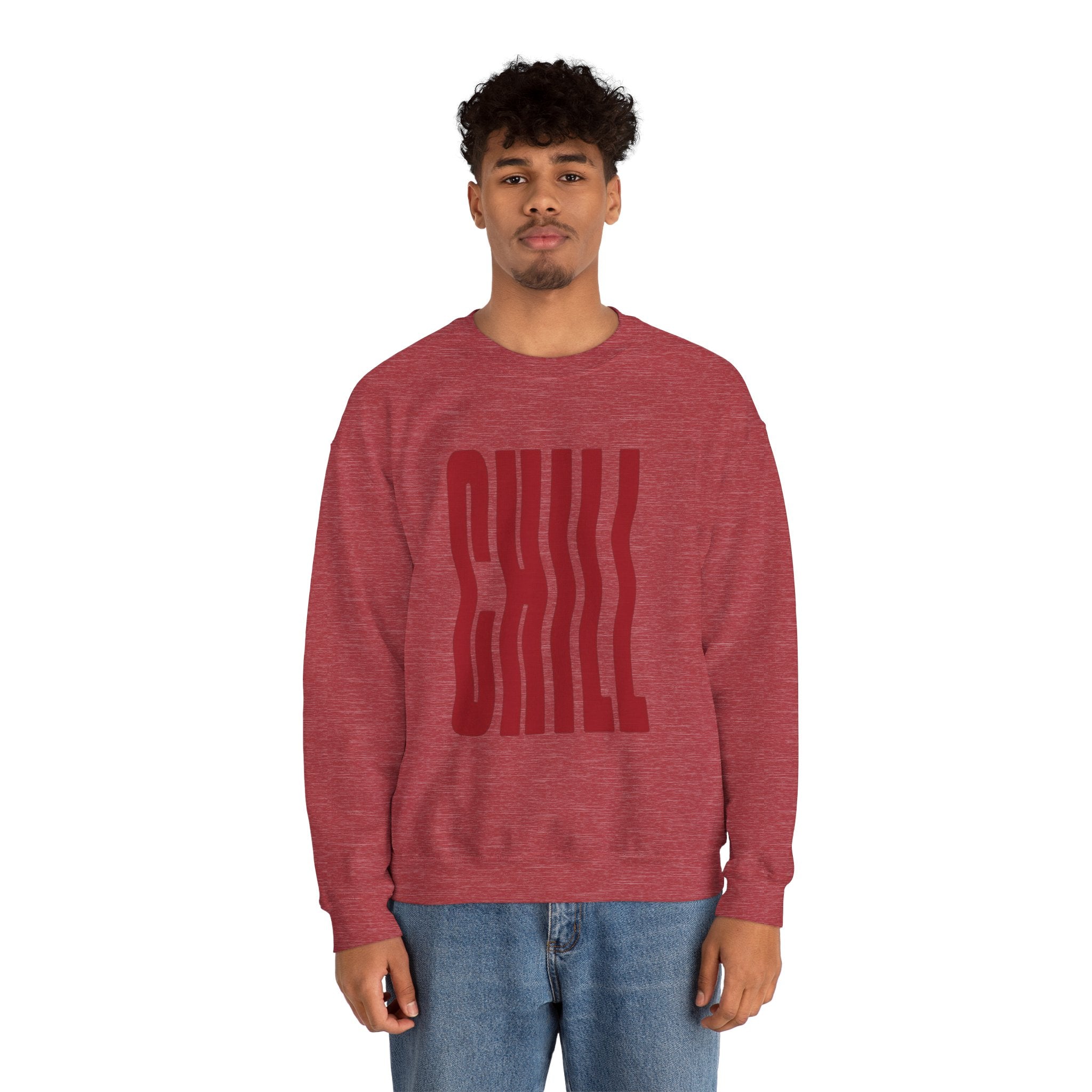 Chill Distorted Text Crewneck Sweatshirt